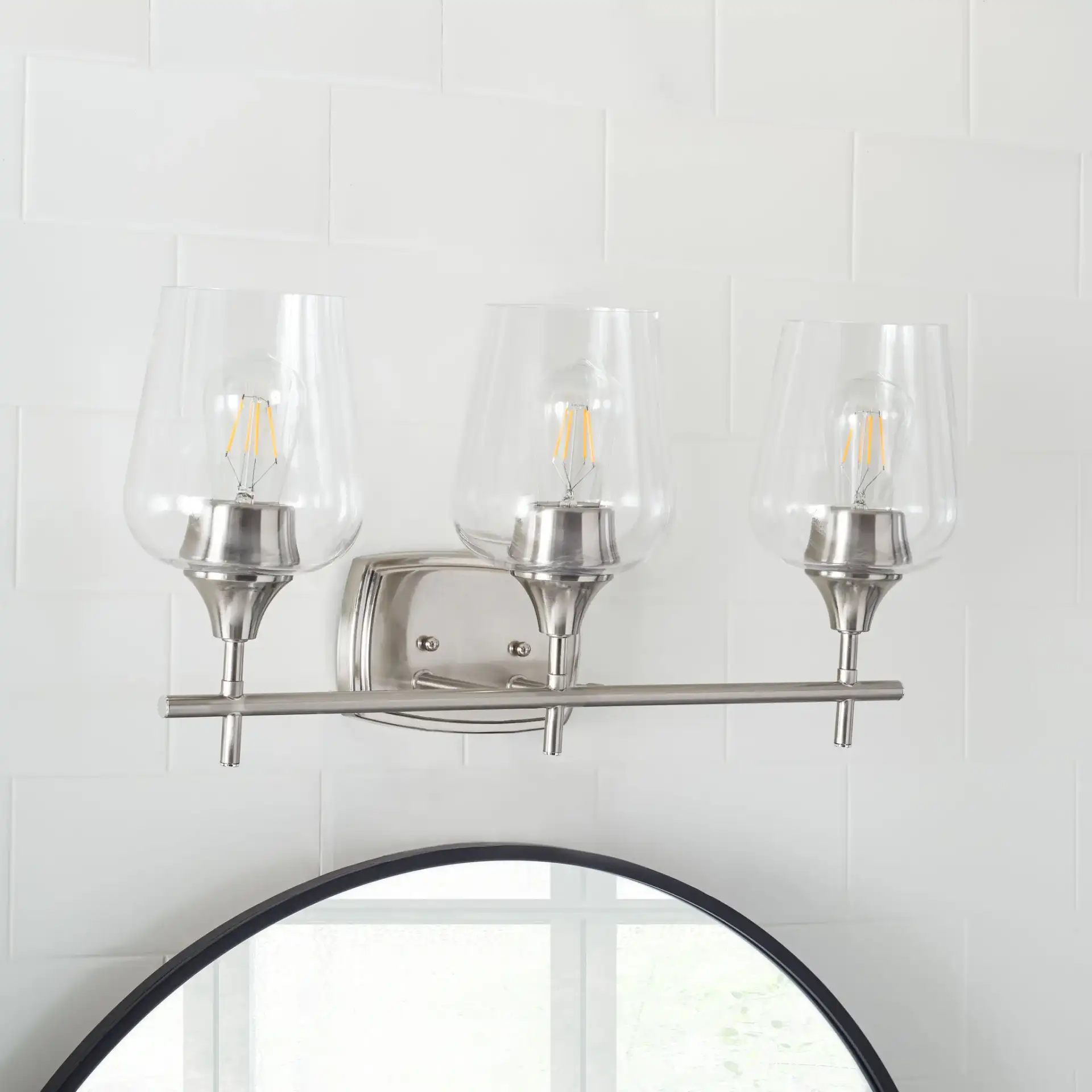 Eagan Wall Sconce in Nickel in a styled room