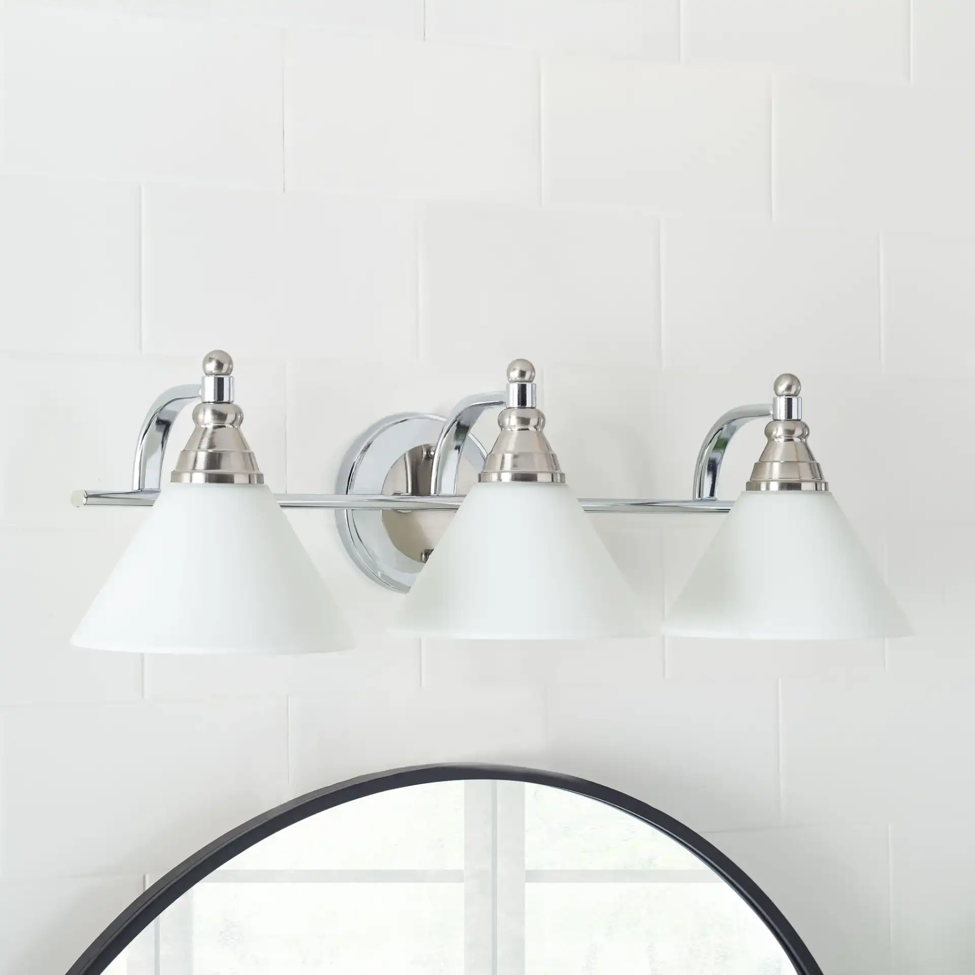 Panya Wall Sconce in Nickel / White in a styled room