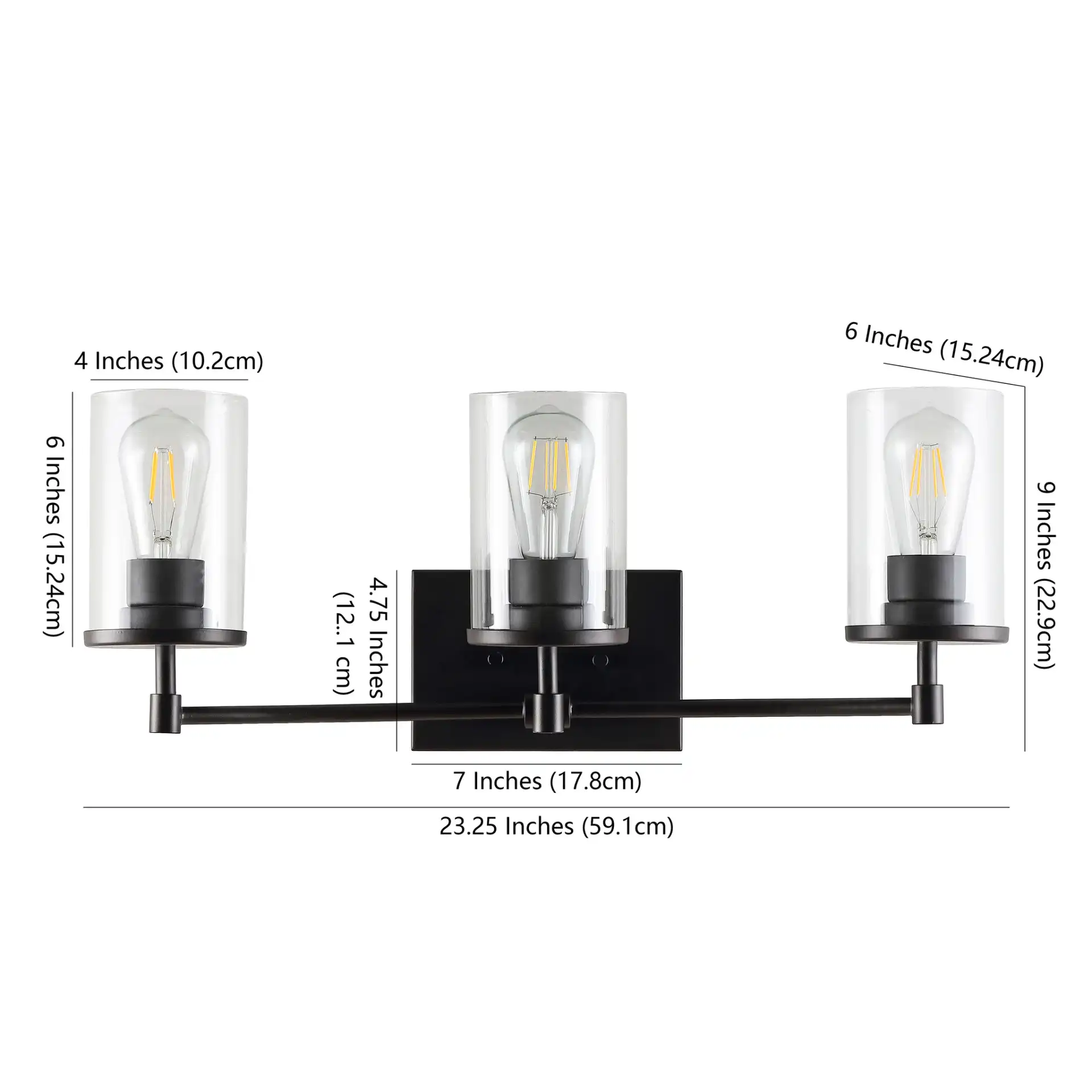 Ronsa Three-Light Wall Sconce in Oil Rub Bronze / Clear, detail view