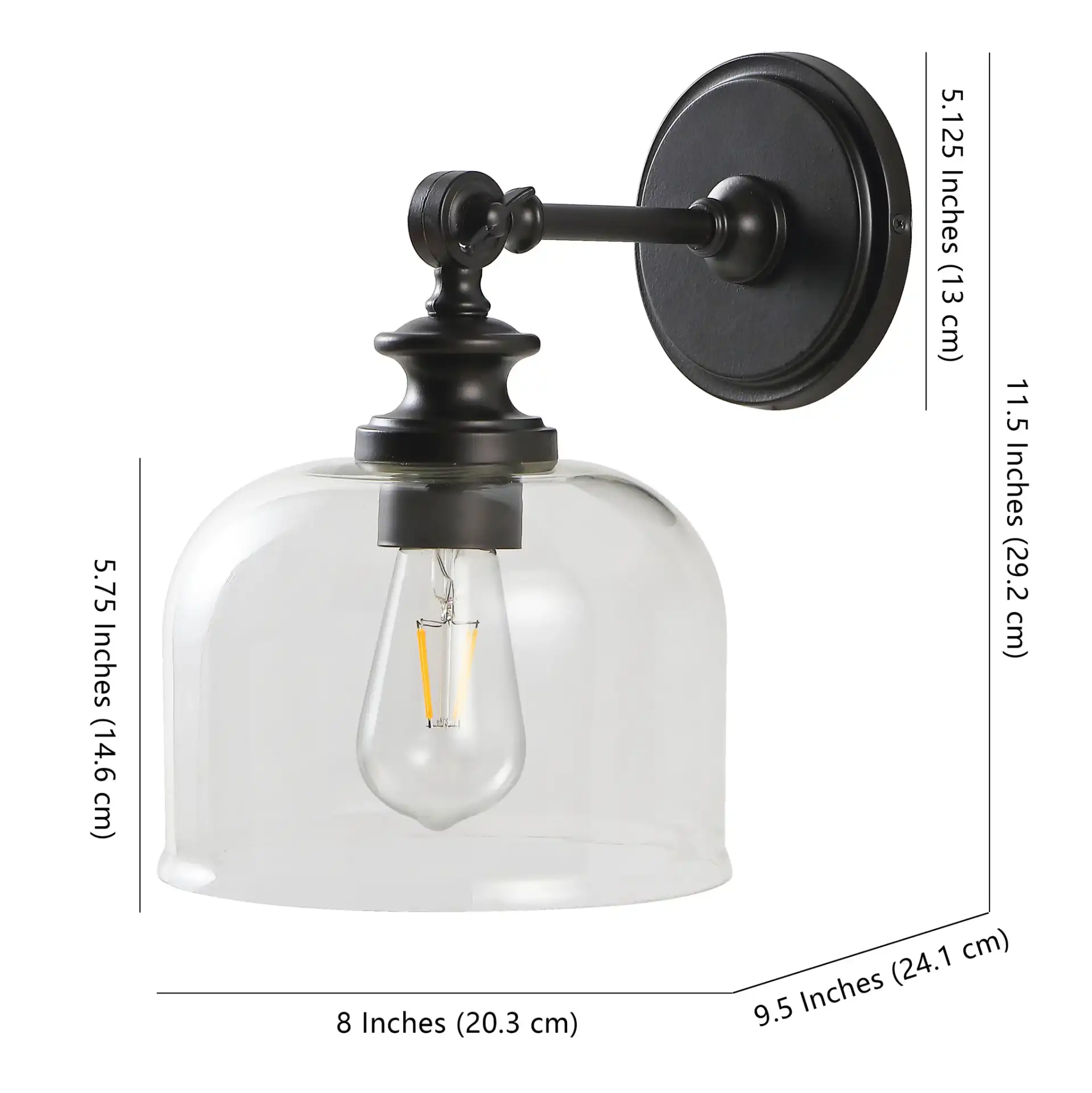 Neri Wall Sconce (Set Of 2) in Oil Rub Bronze / Clear, detail view
