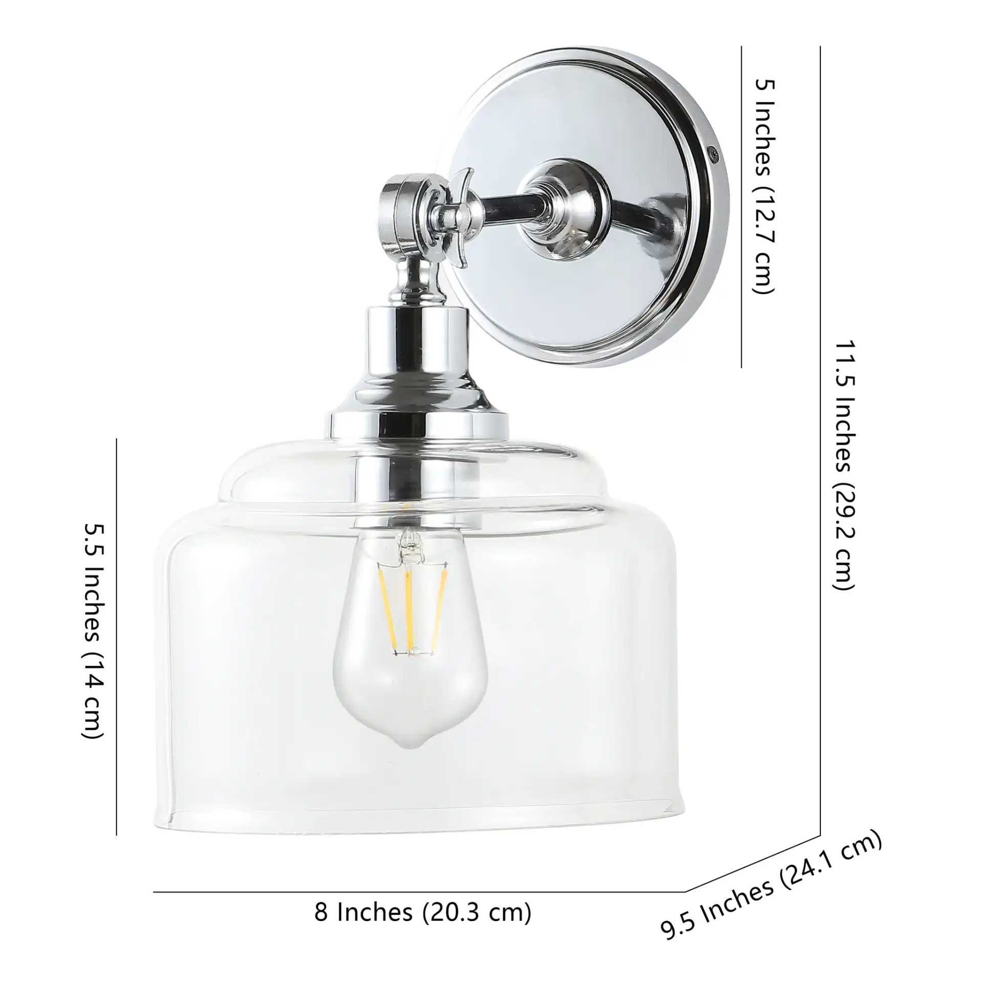Lansor Wall Sconce (Set Of 2) in Chrome / Clear, detail view