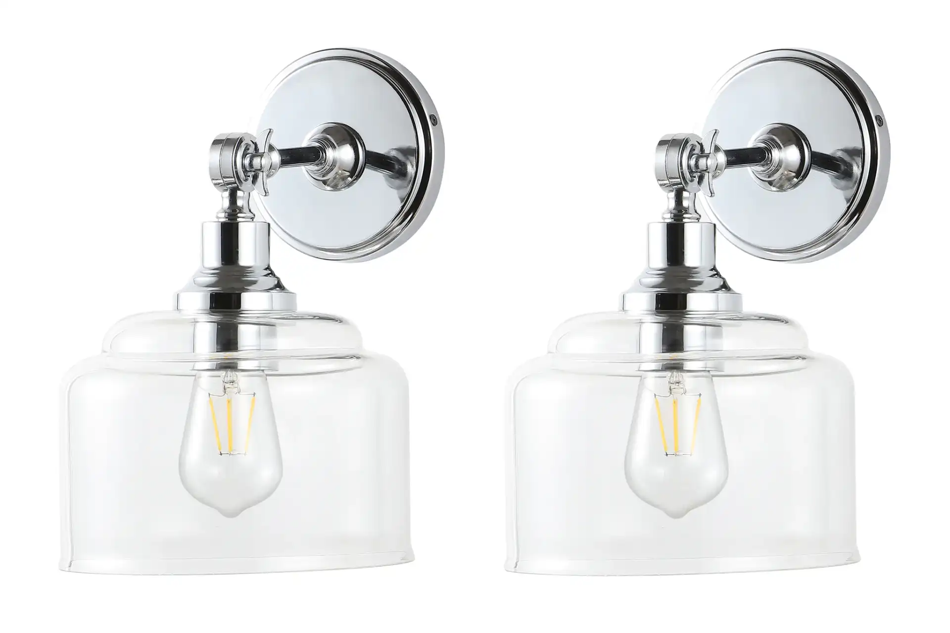 Lansor Wall Sconce (Set Of 2) in Chrome / Clear, detail view