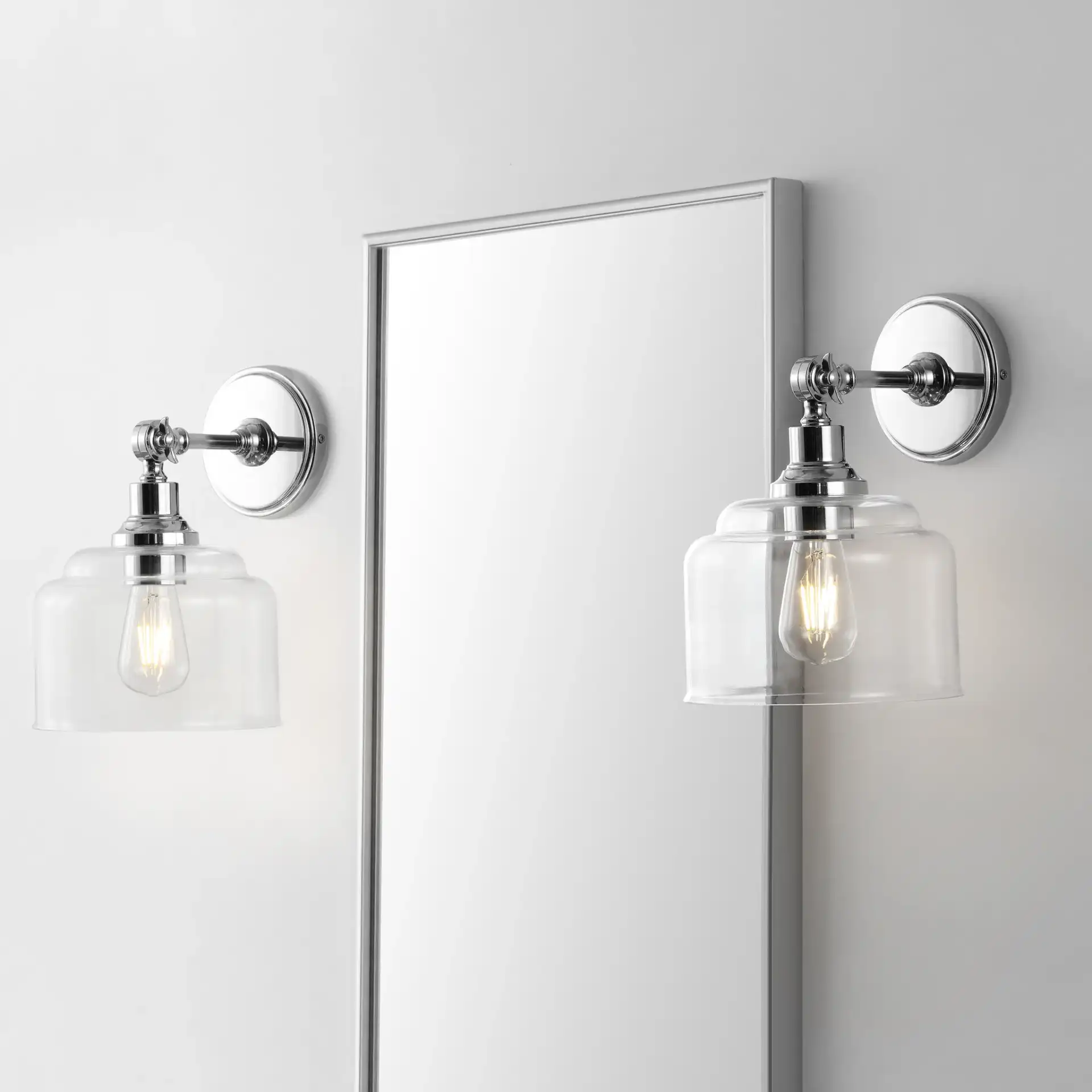 Lansor Wall Sconce (Set Of 2) in Chrome / Clear in a styled room