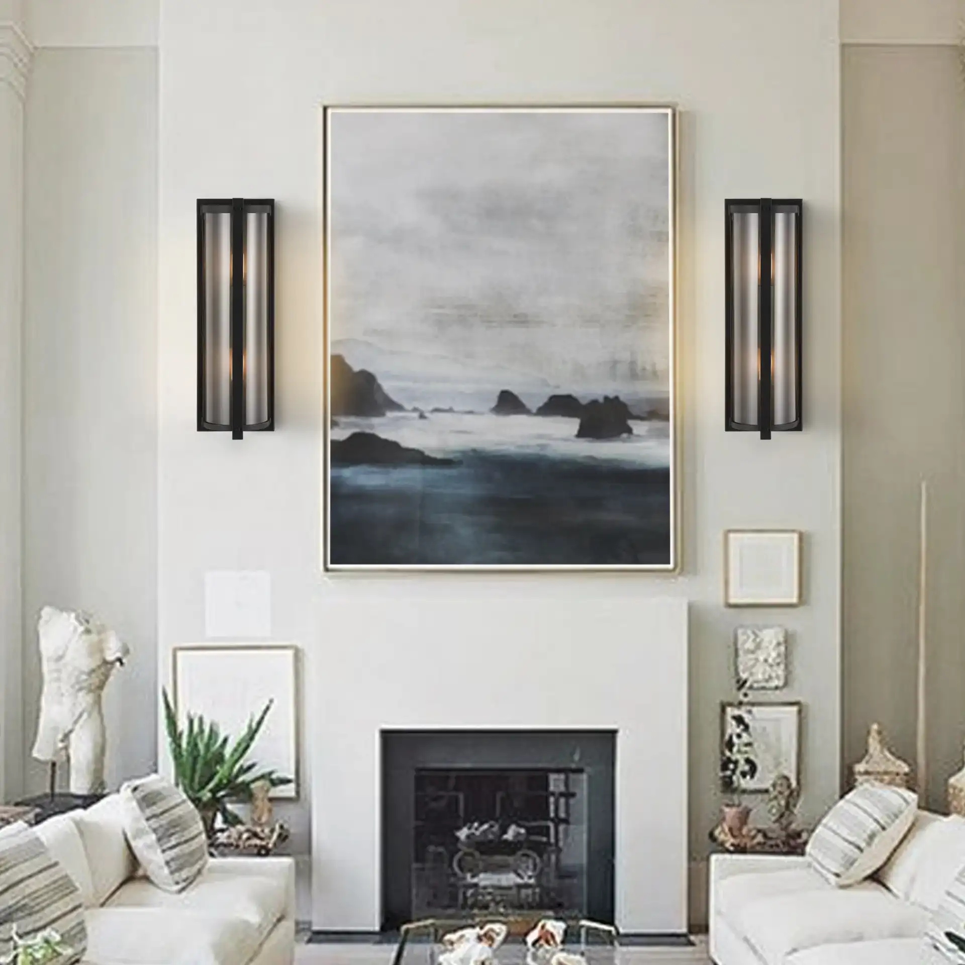 Senla Two-Light Wall Sconce (Set of 2) in Bronze in a styled room