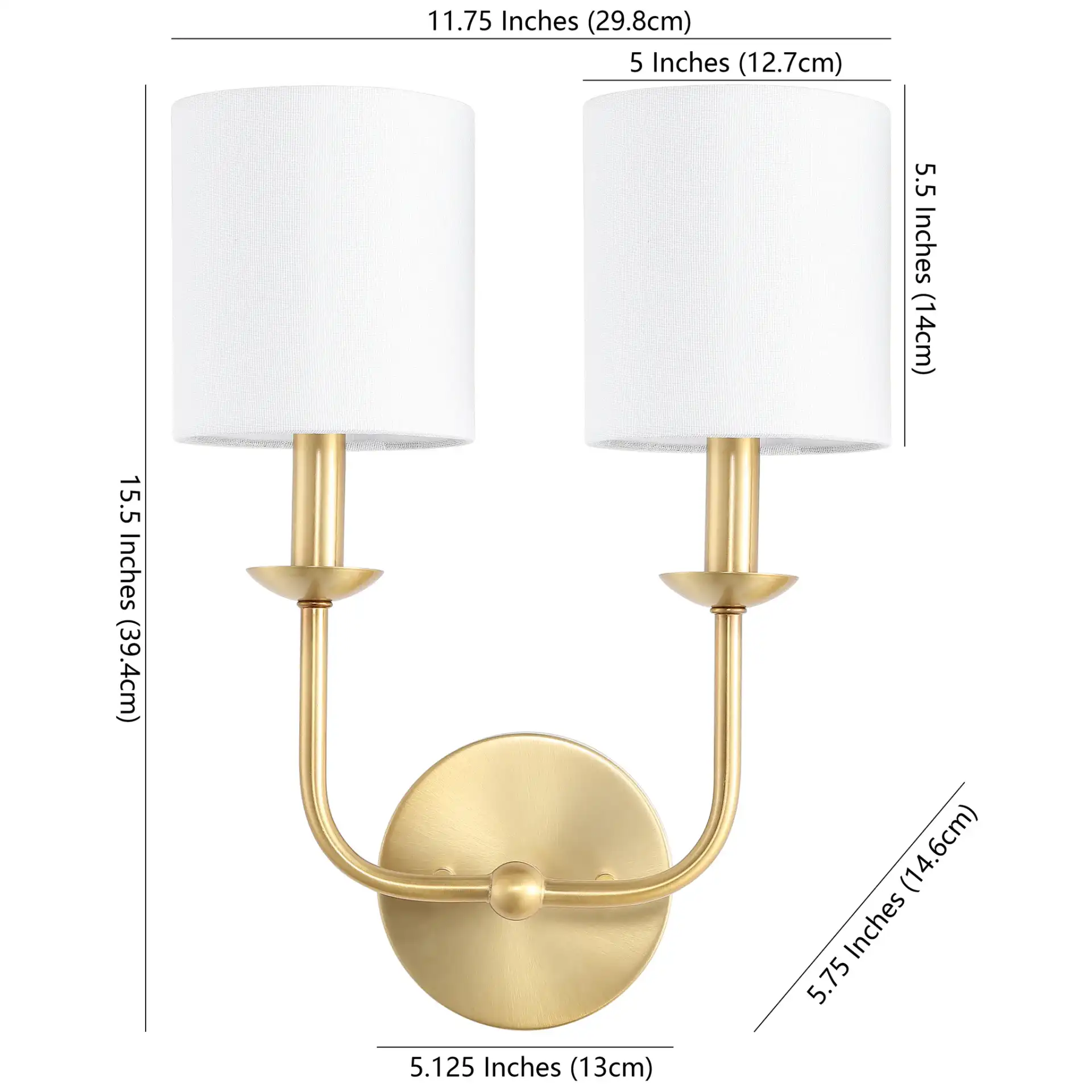 Ferrara Two-Light Wall Sconce in Gold, detail view