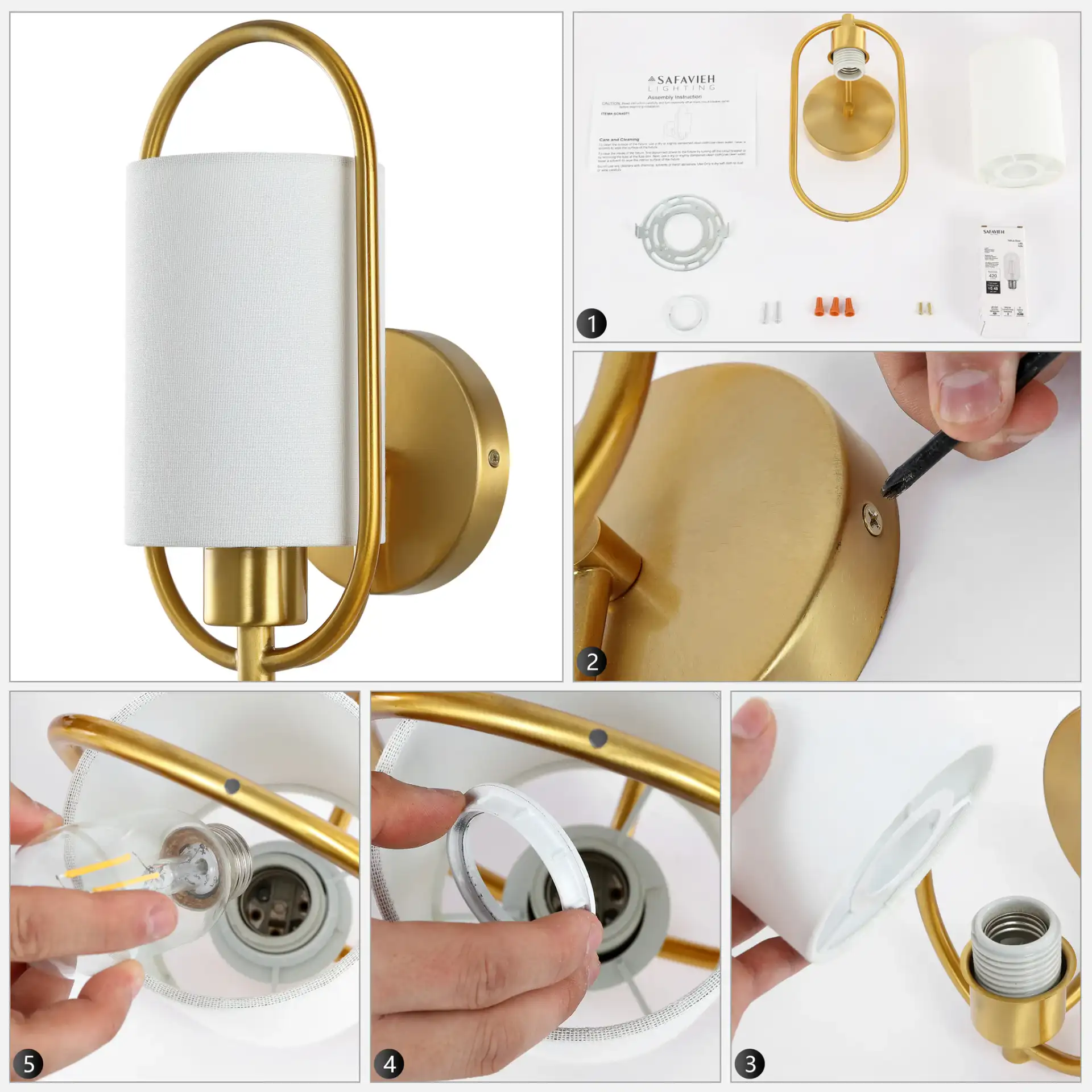Haldea Wall Sconce in Brass, detail view