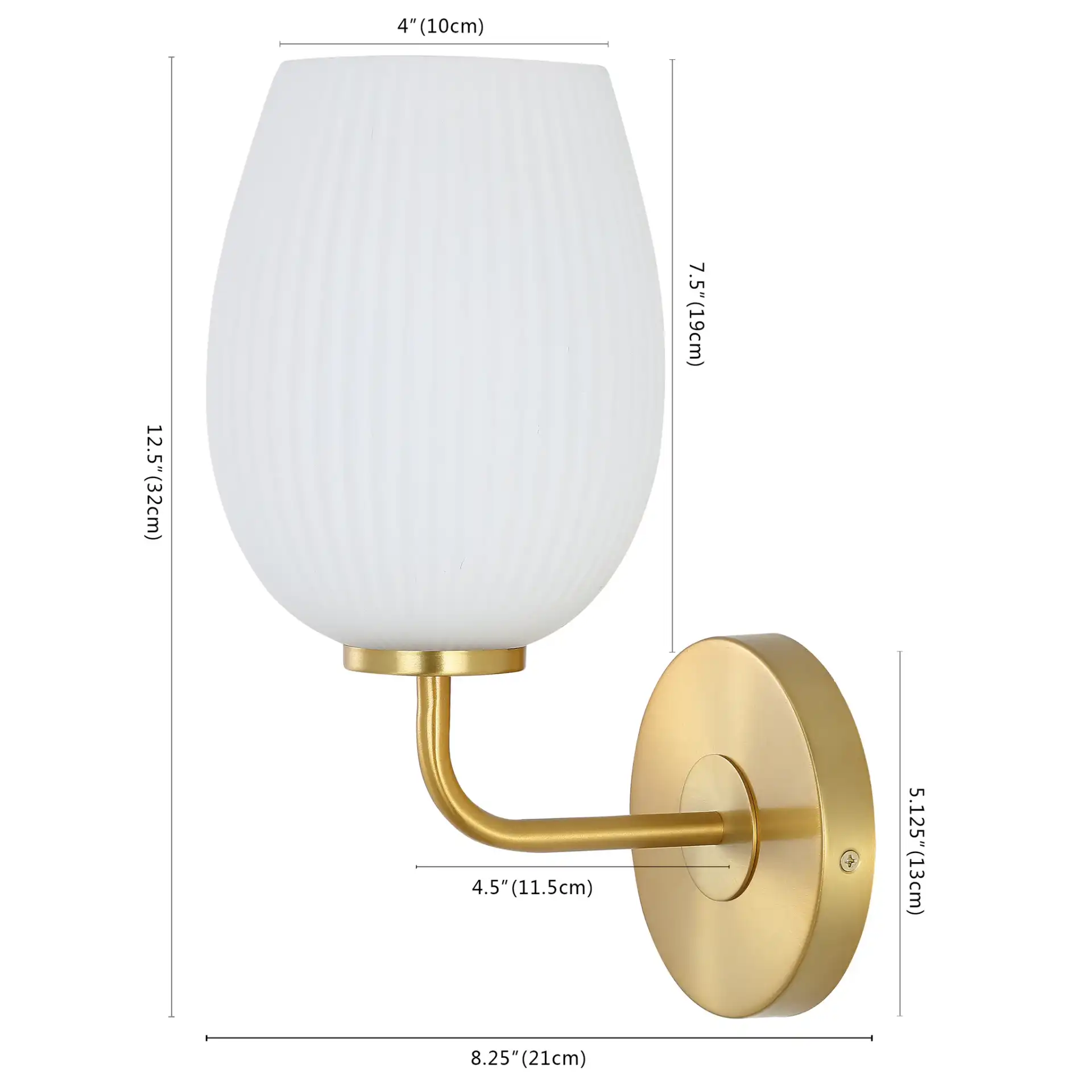 Idina Wall Sconce in Brass / White, detail view