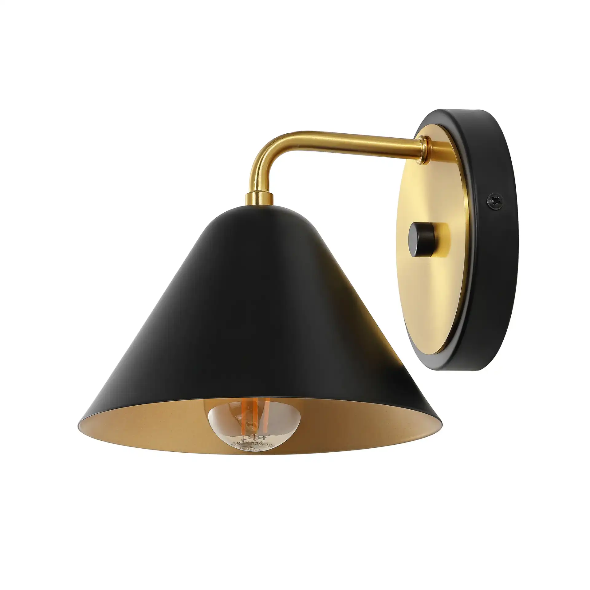 Jynn Wall Sconce in Black / Brass, detail view