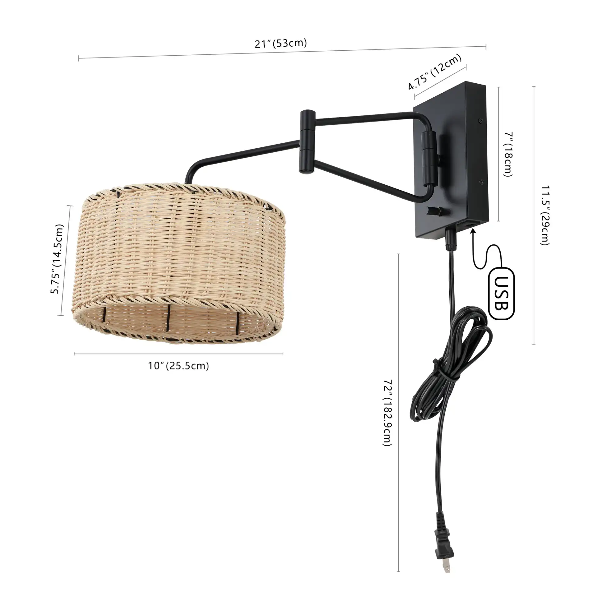Bramley Wall Sconce (Set Of 2) in Natural / Black, detail view