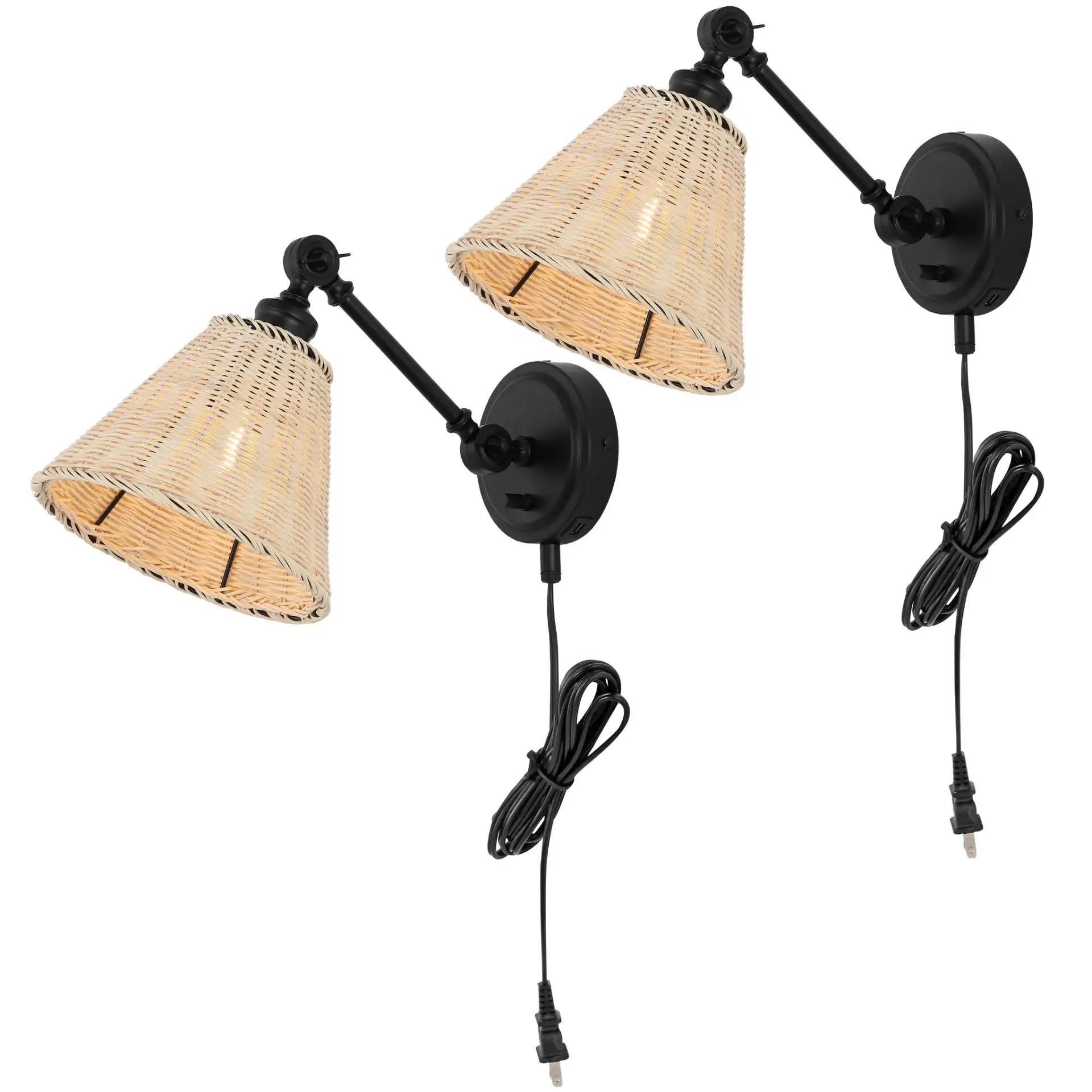 Oswynn Wall Sconce (Set of 2) in Natural / Black