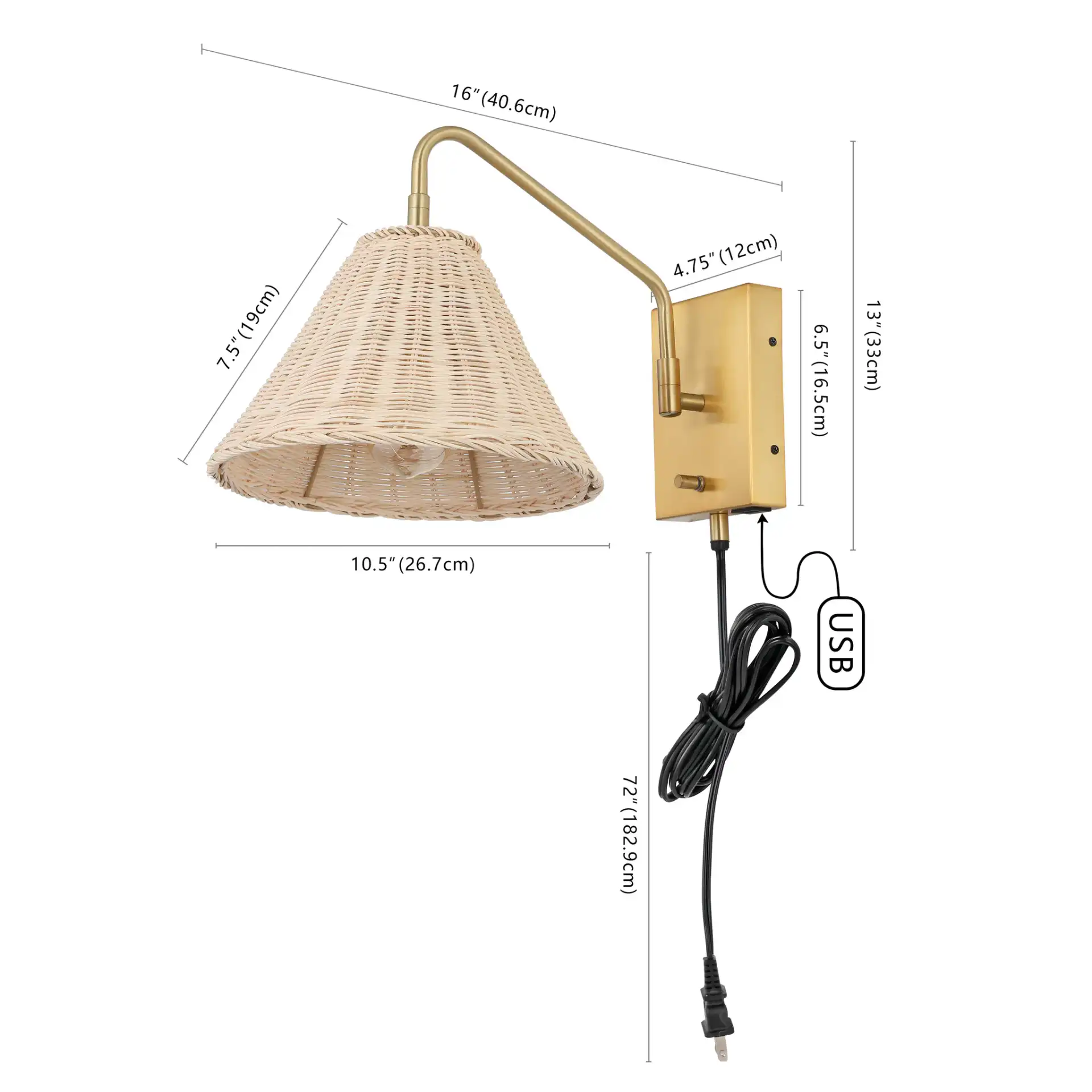 Tressa Wall Sconce (Set Of 2) in Natural / Black, detail view