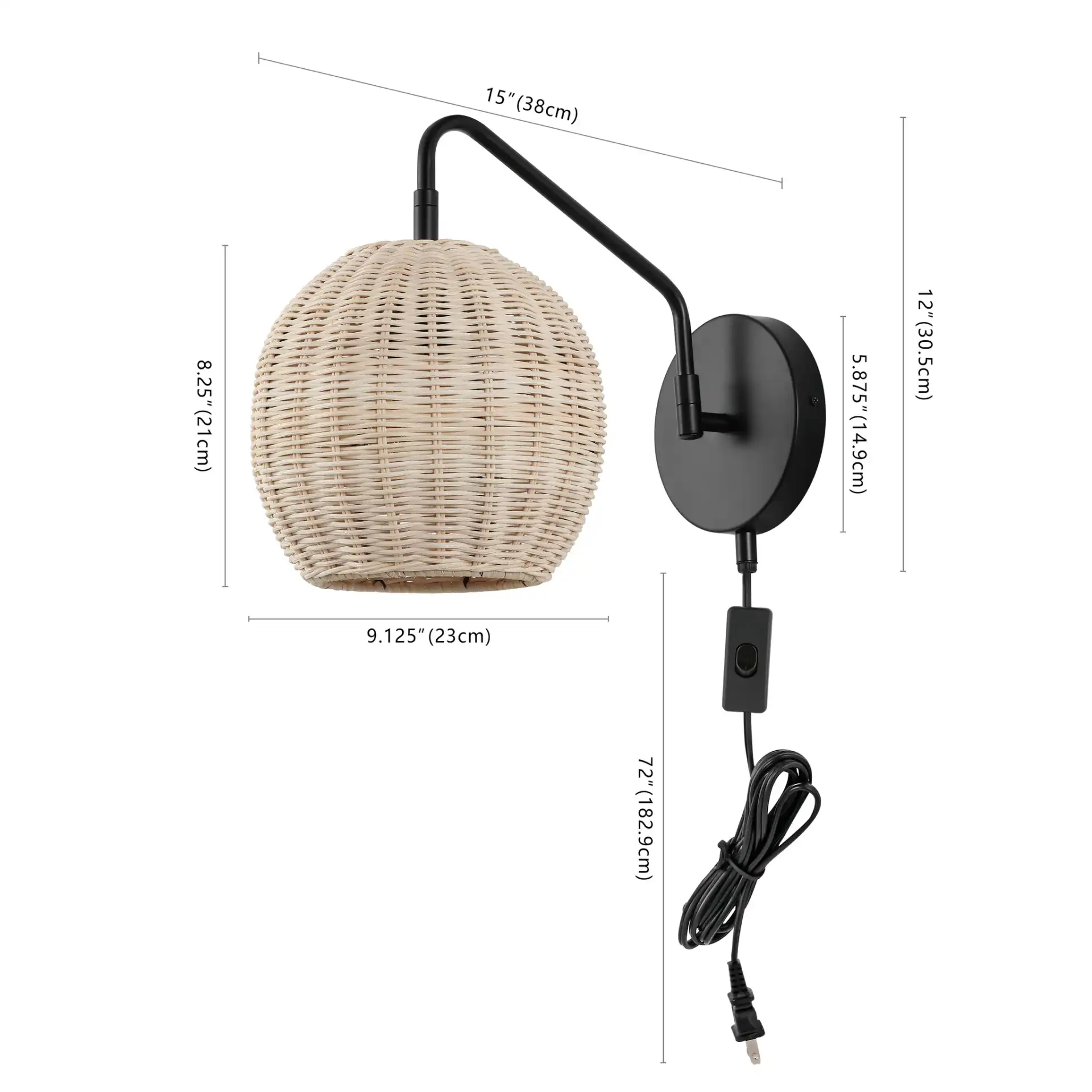 Grigory Wall Sconce (Set Of 2) in Natural / Black, detail view