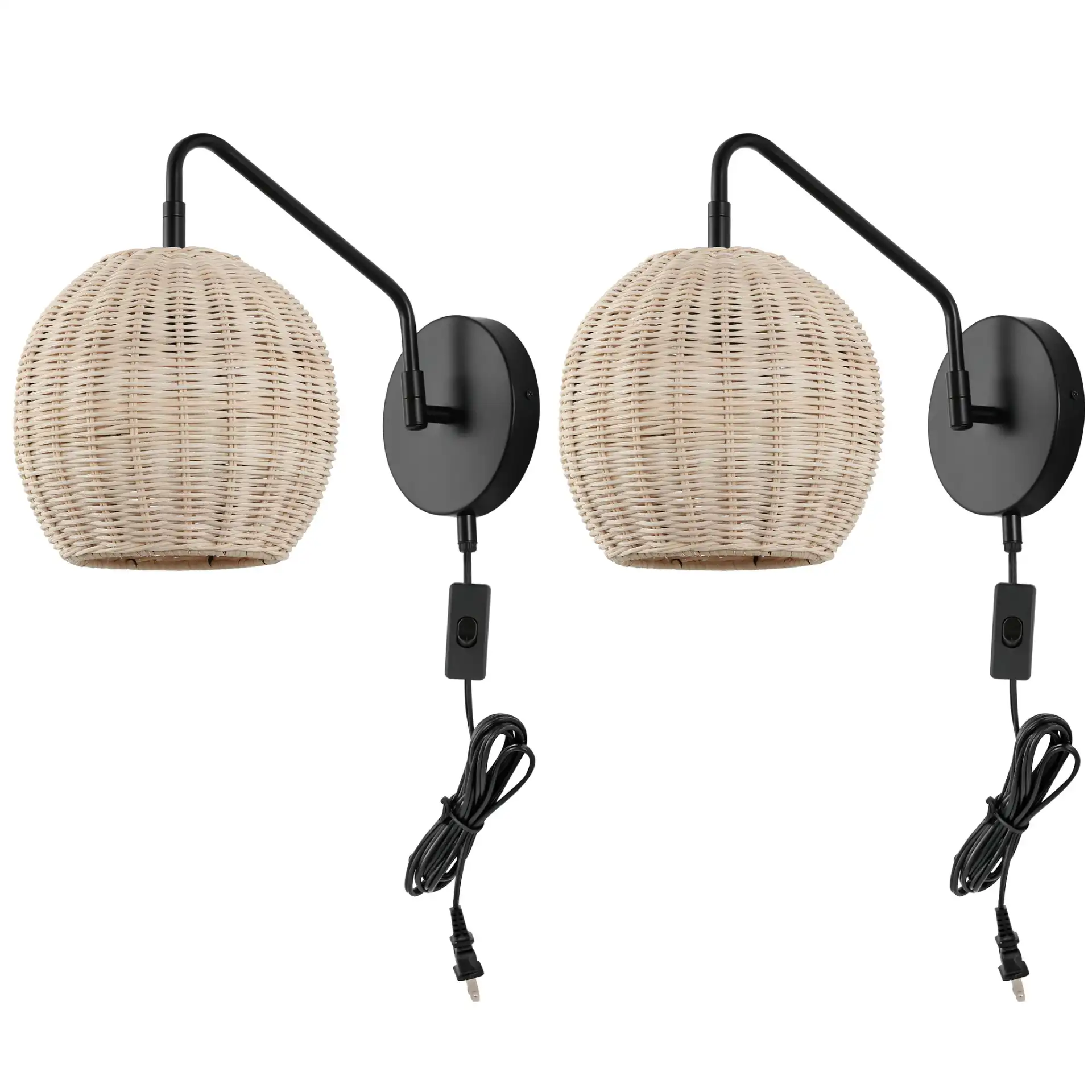 Grigory Wall Sconce (Set Of 2) in Natural / Black, detail view