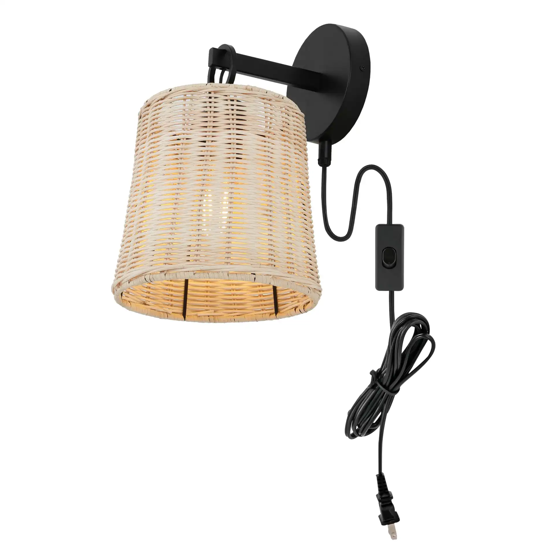 Ciaran Wall Sconce (Set Of 2) in Black / Natural Rattan