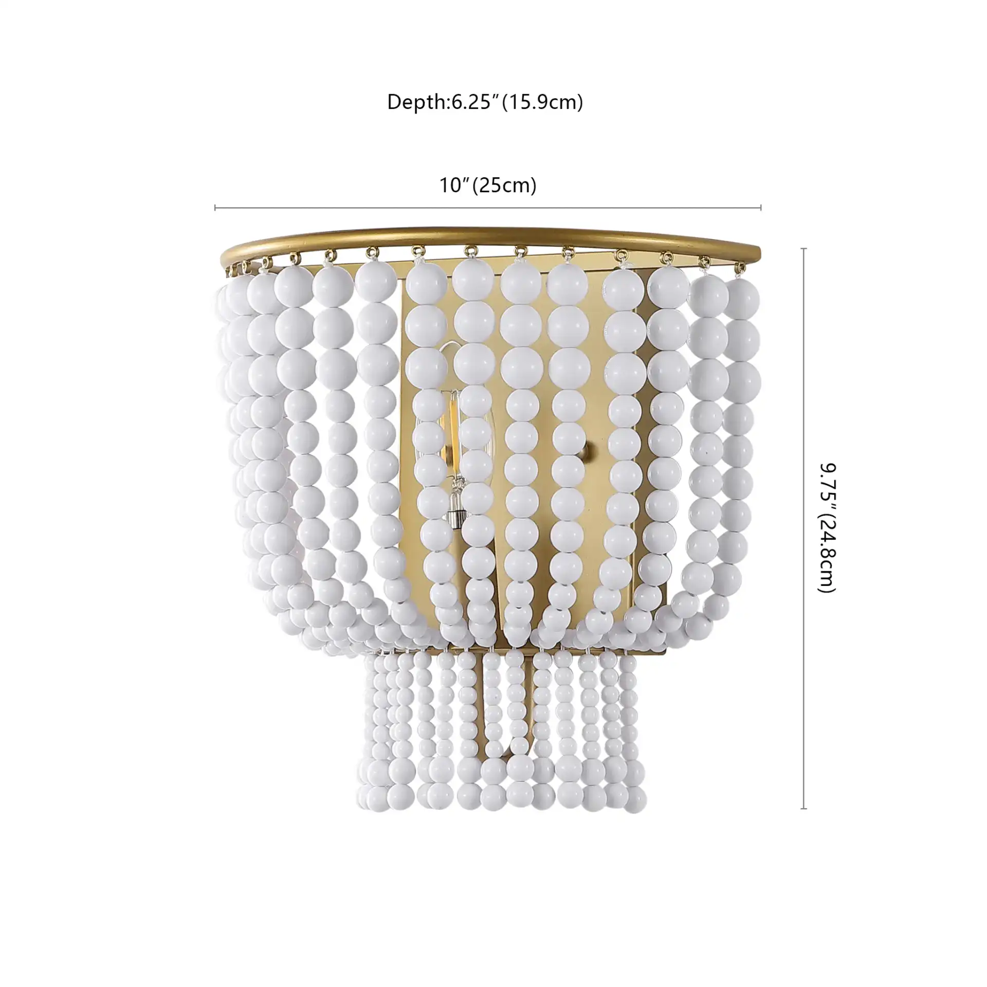 Celyn Wall Sconce in White / Brass, detail view