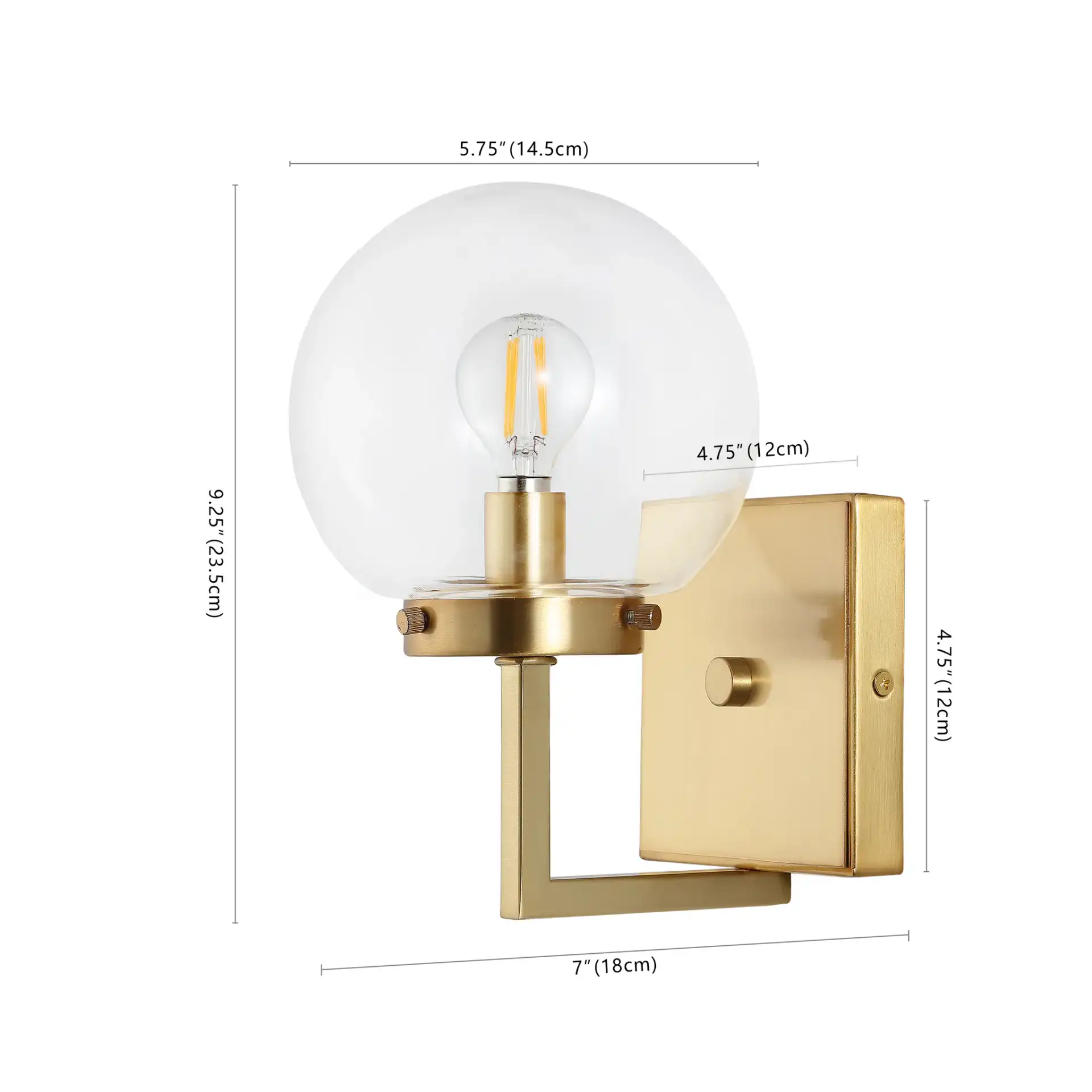 Ganon Wall Sconce (Set Of 2) in Brass / Clear, detail view