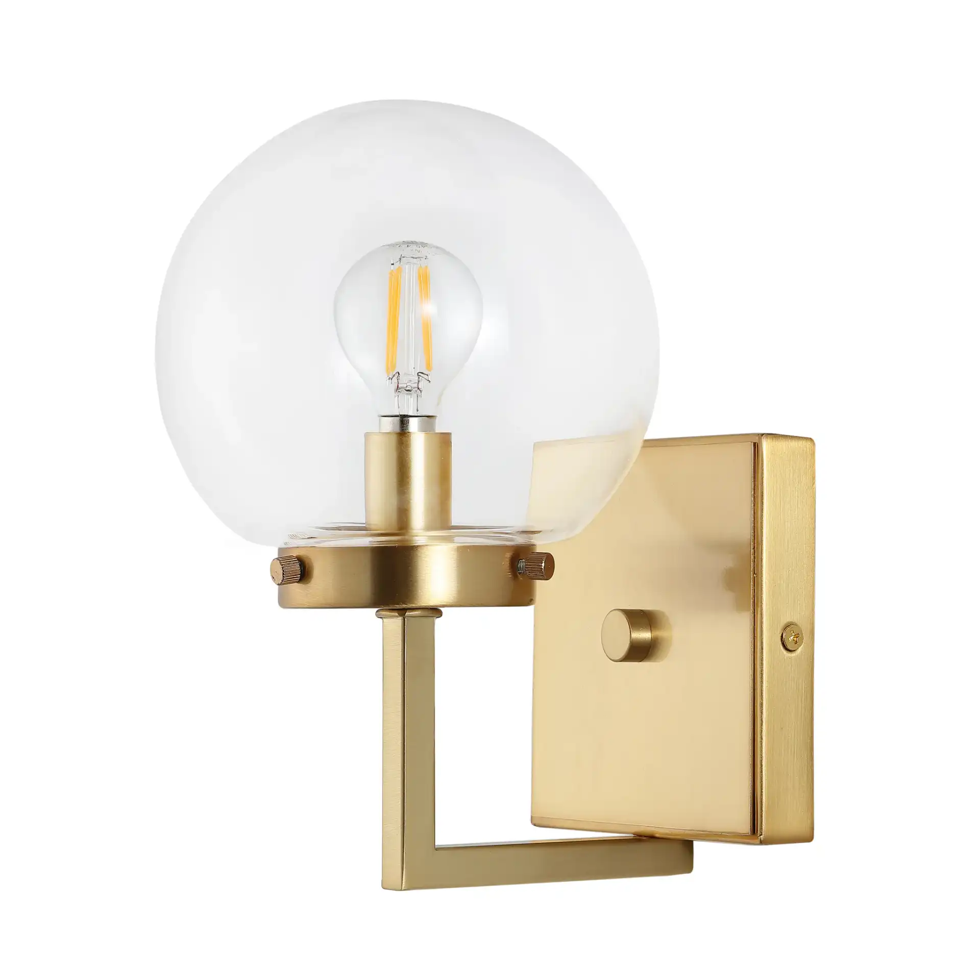 Ganon Wall Sconce (Set Of 2) in Brass / Clear, detail view