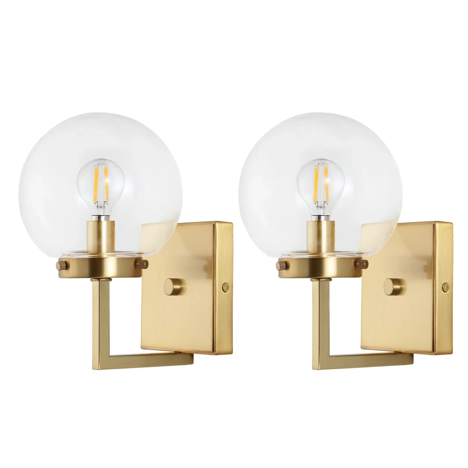 Ganon Wall Sconce (Set Of 2) in Brass / Clear, detail view