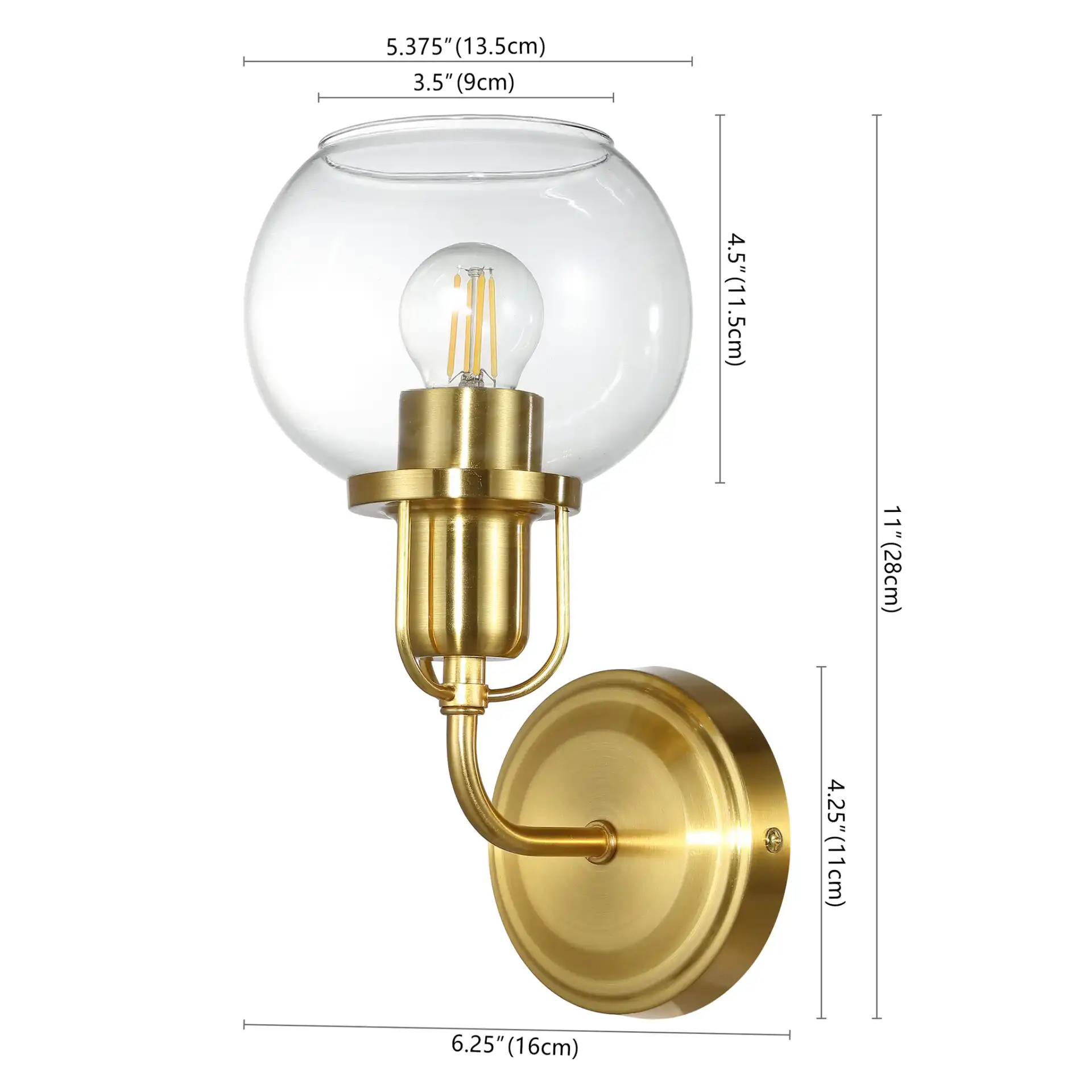 Huron Wall Sconce (Set Of 2) in Brass / Clear, detail view