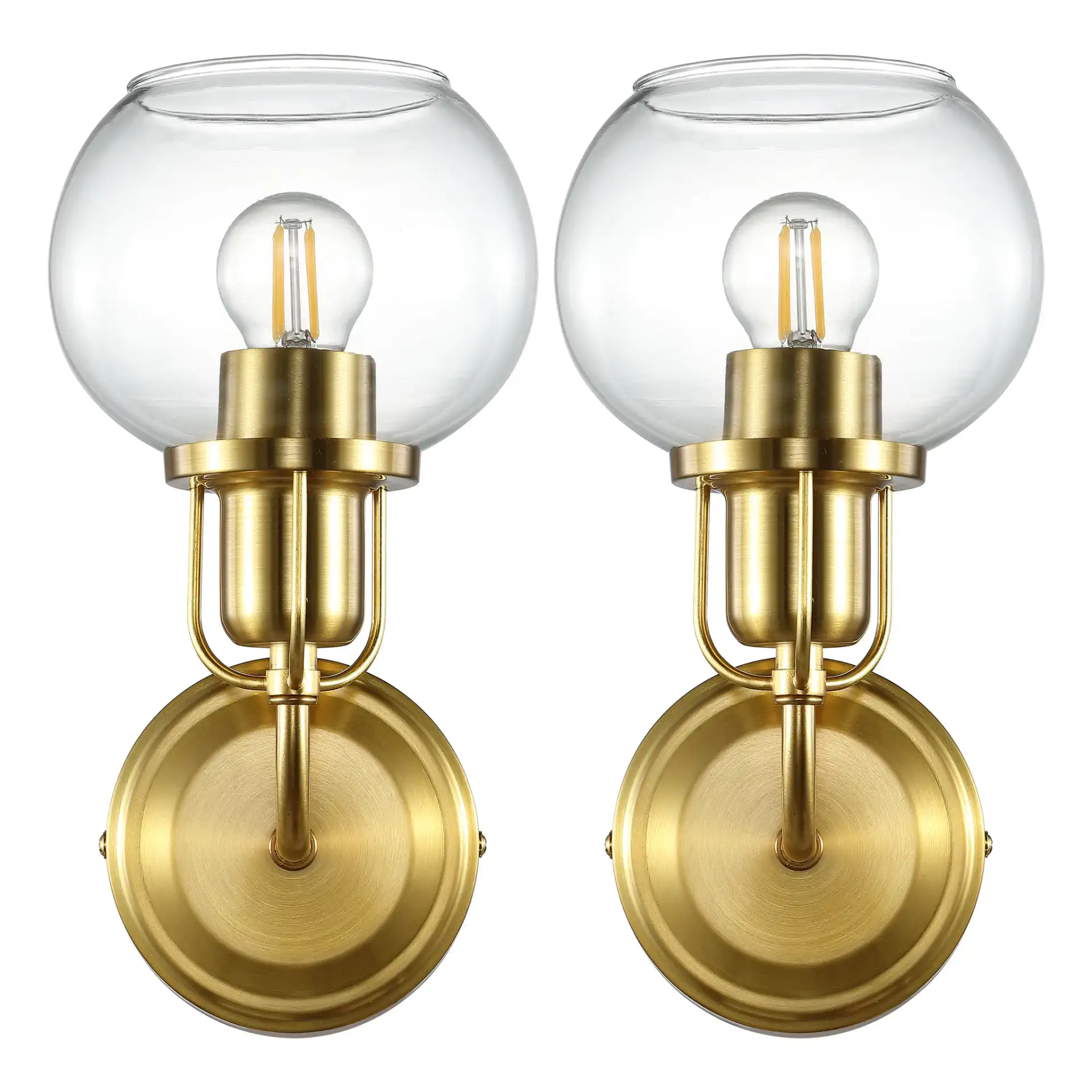 Huron Wall Sconce (Set Of 2) in Brass / Clear, detail view