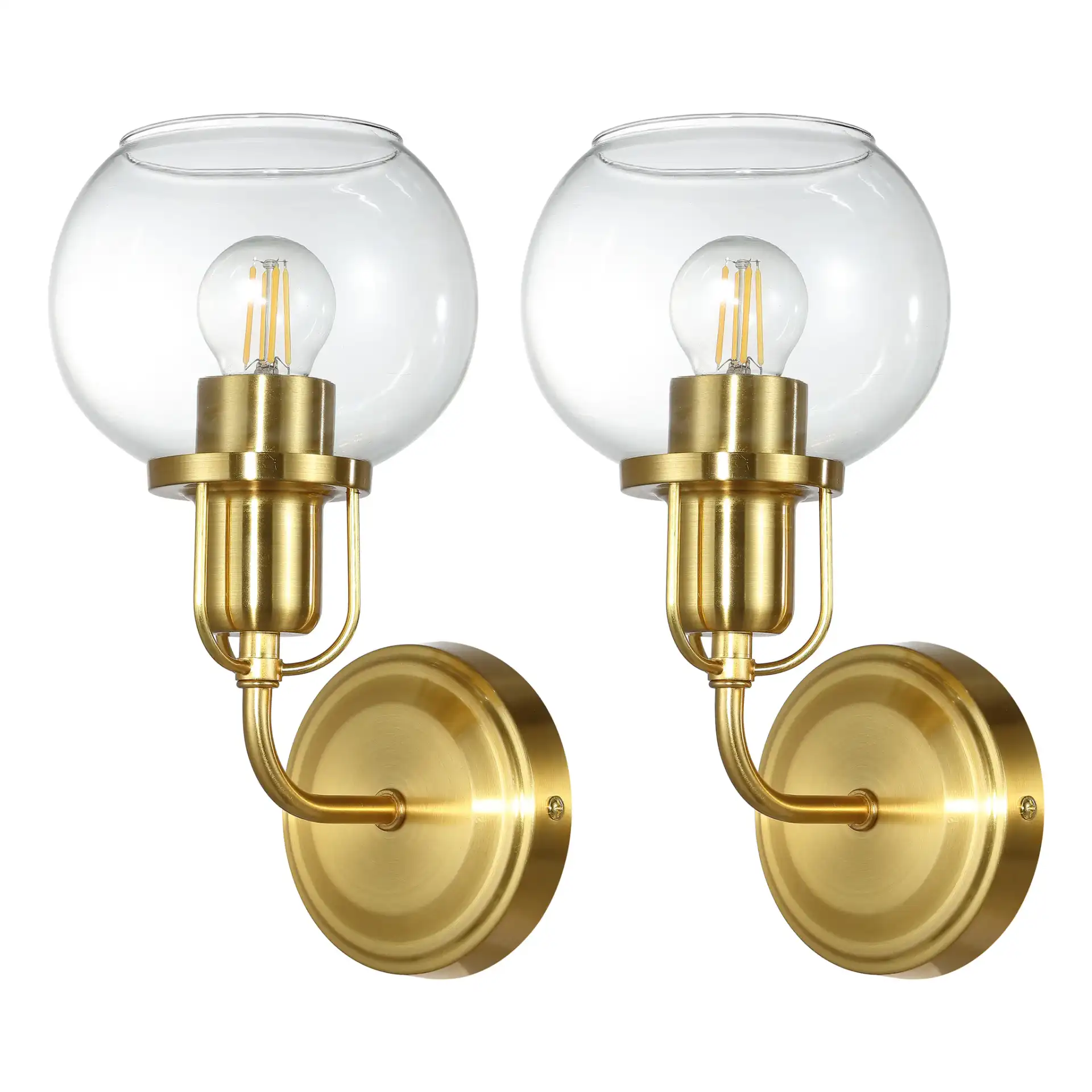 Huron Wall Sconce (Set Of 2) in Brass / Clear, detail view