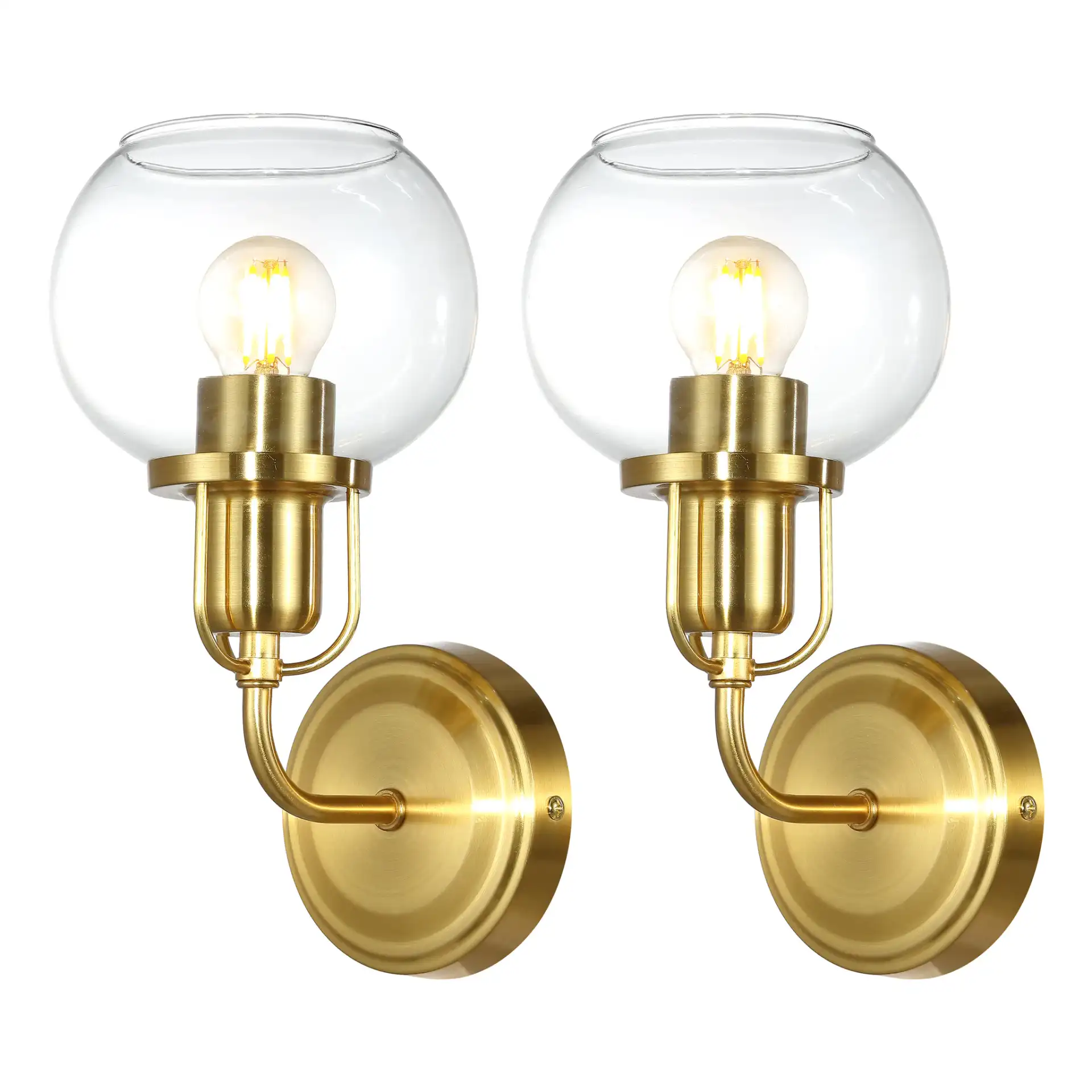 Huron Wall Sconce (Set Of 2) in Brass / Clear