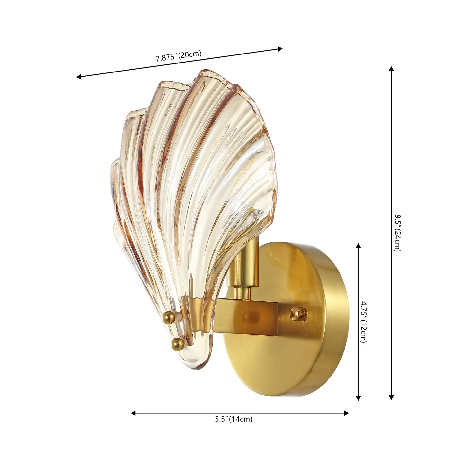 Sirena Wall Sconce (Set Of 2) in Amber / Brass, detail view