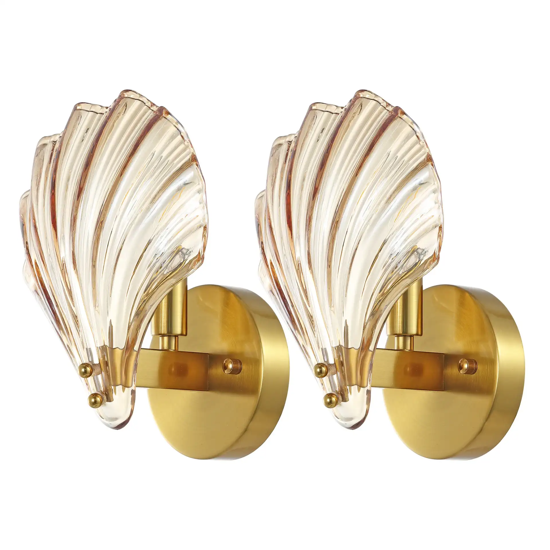 Sirena Wall Sconce (Set Of 2) in Amber / Brass, detail view