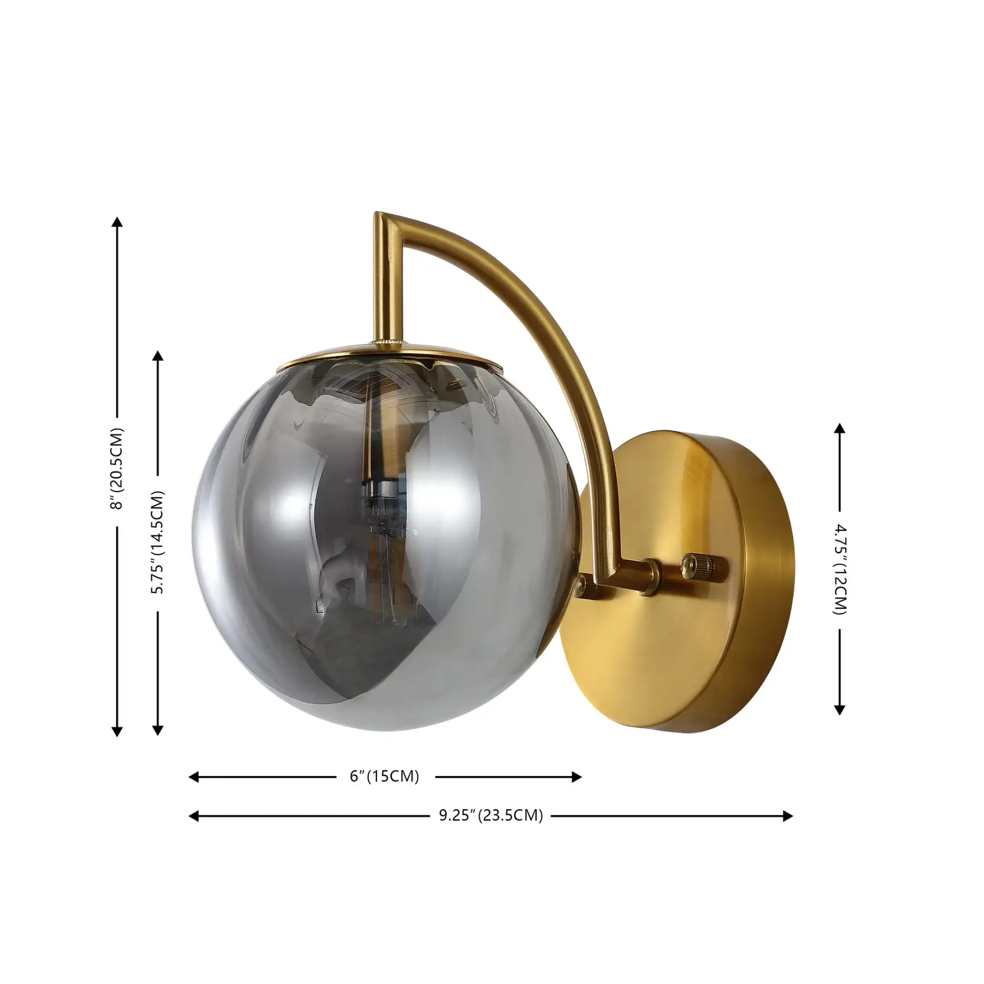 Psylla Wall Sconce (Set of 2) in Smoke Gray / Brass, detail view