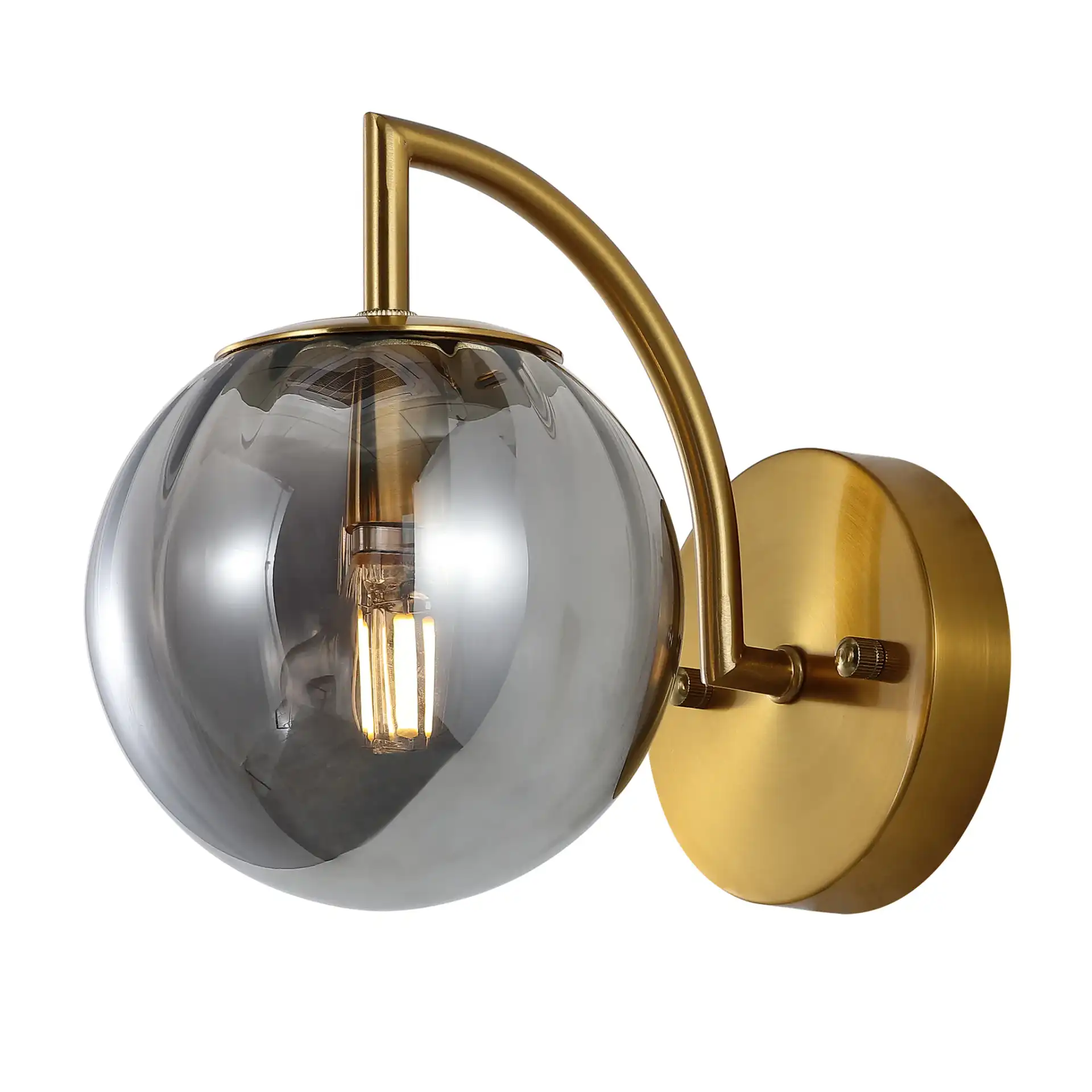 Psylla Wall Sconce (Set of 2) in Smoke Gray / Brass