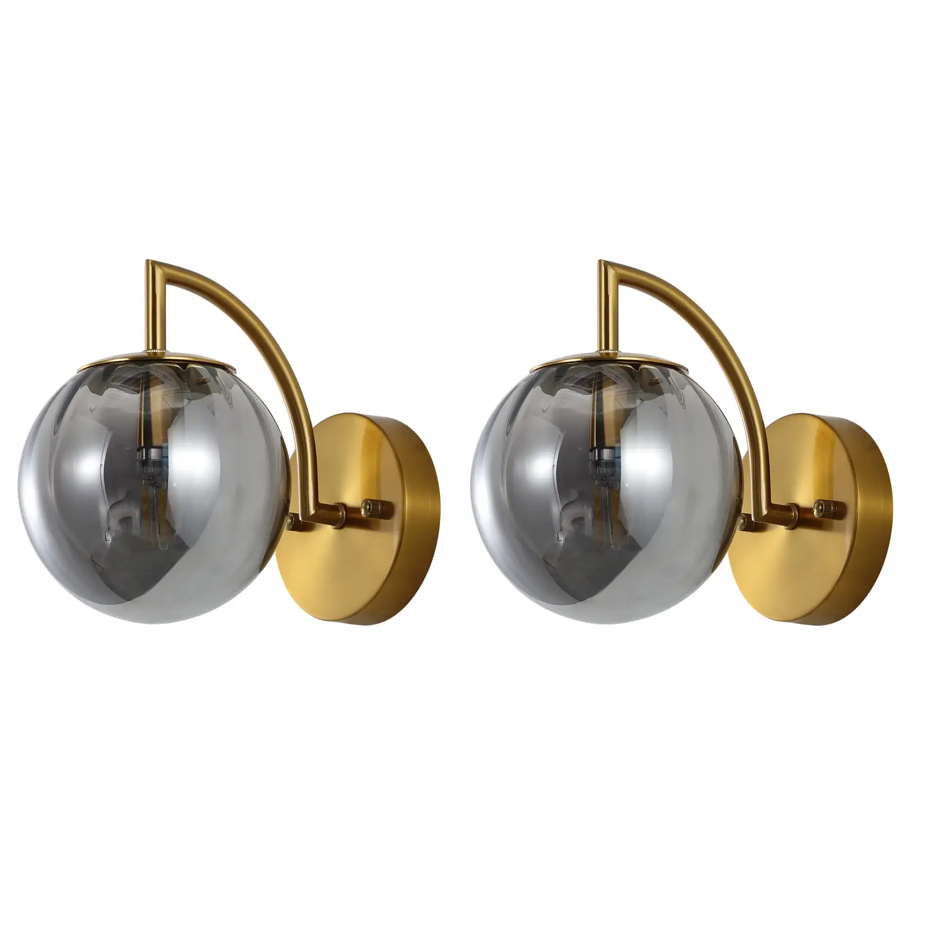 Psylla Wall Sconce (Set of 2) in Smoke Gray / Brass, detail view