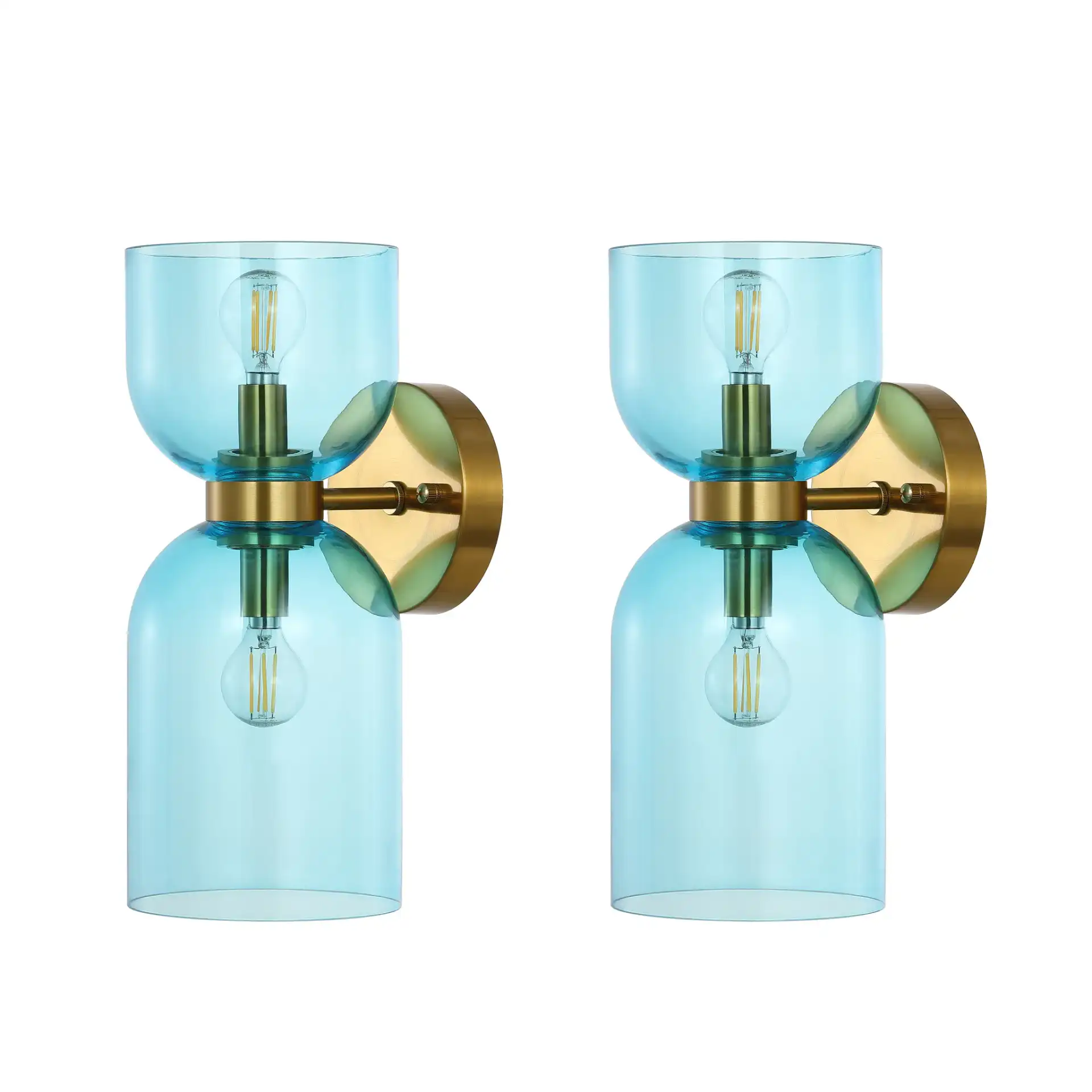 Solyn Two-Light Wall Sconce (Set of 2) in Blue / Brass