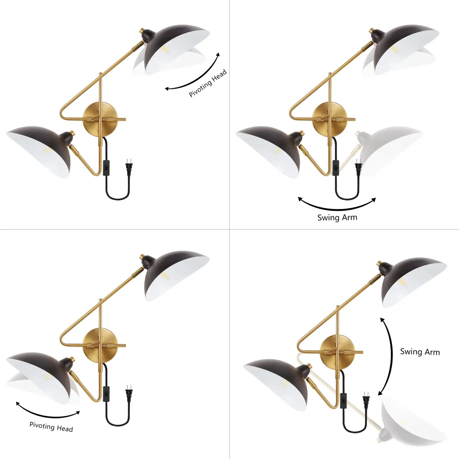 Aspera Two-Light Wall Sconce (Set of 2) in Brass / Black in a styled room