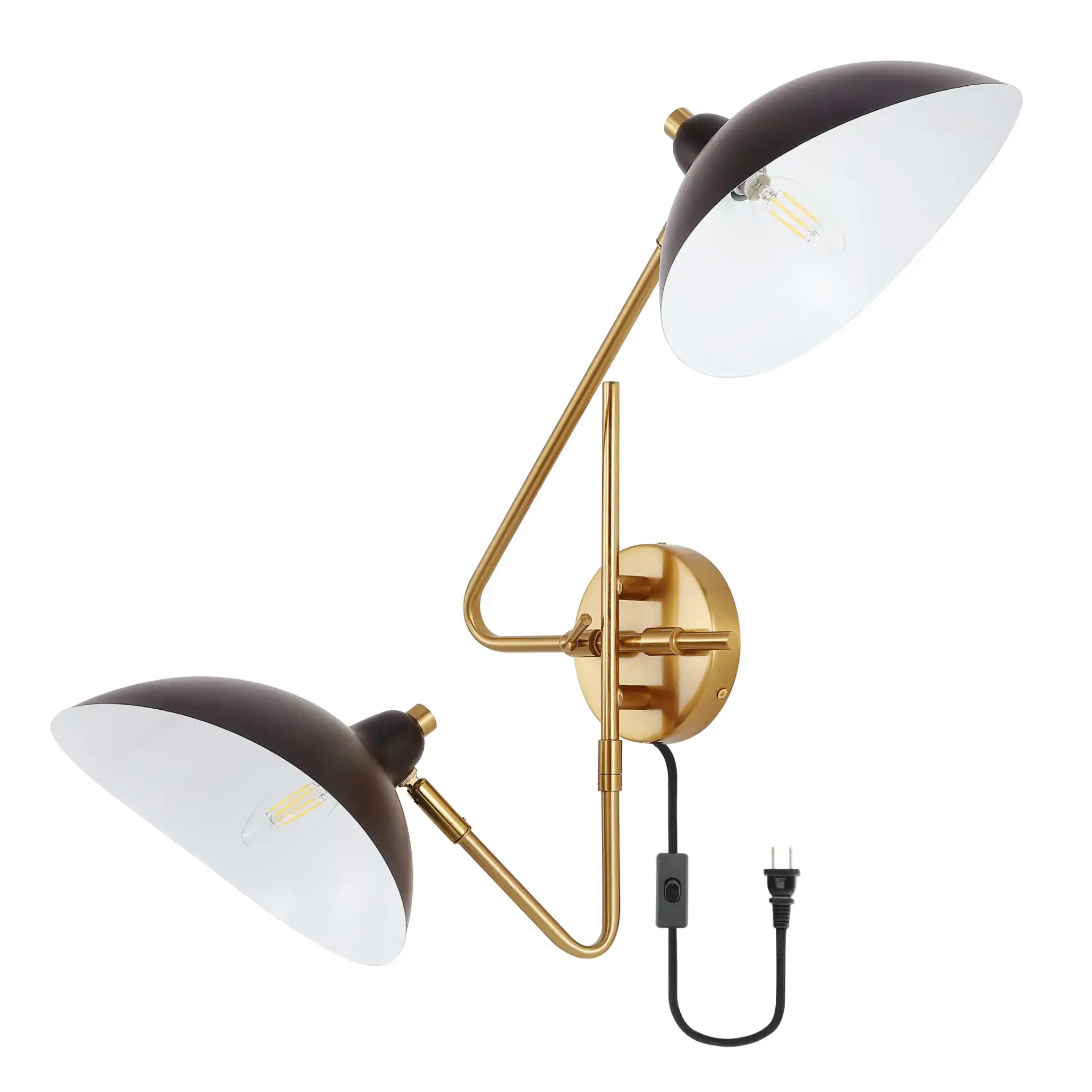 Aspera Two-Light Wall Sconce (Set of 2) in Brass / Black, detail view