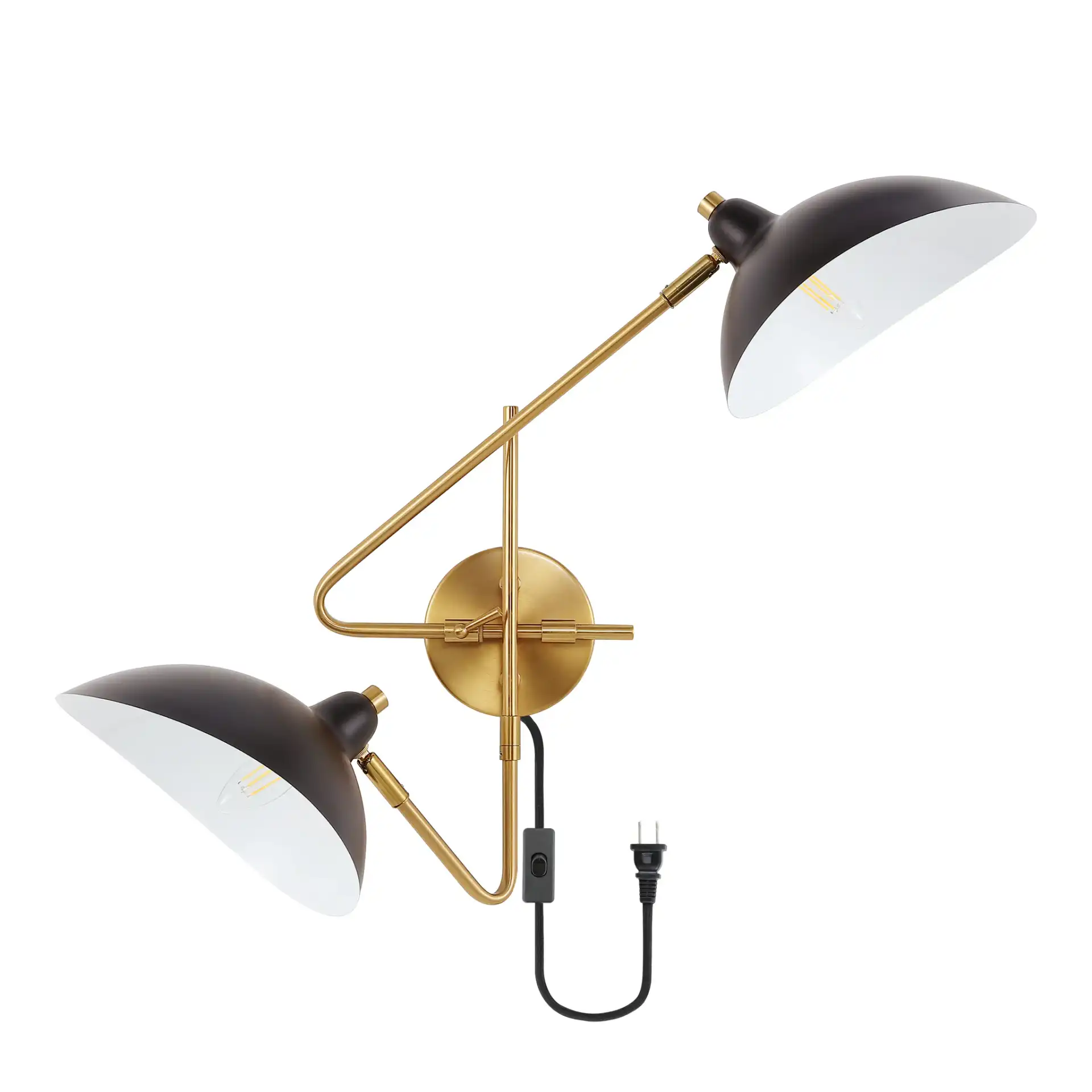 Aspera Two-Light Wall Sconce (Set of 2) in Brass / Black, detail view