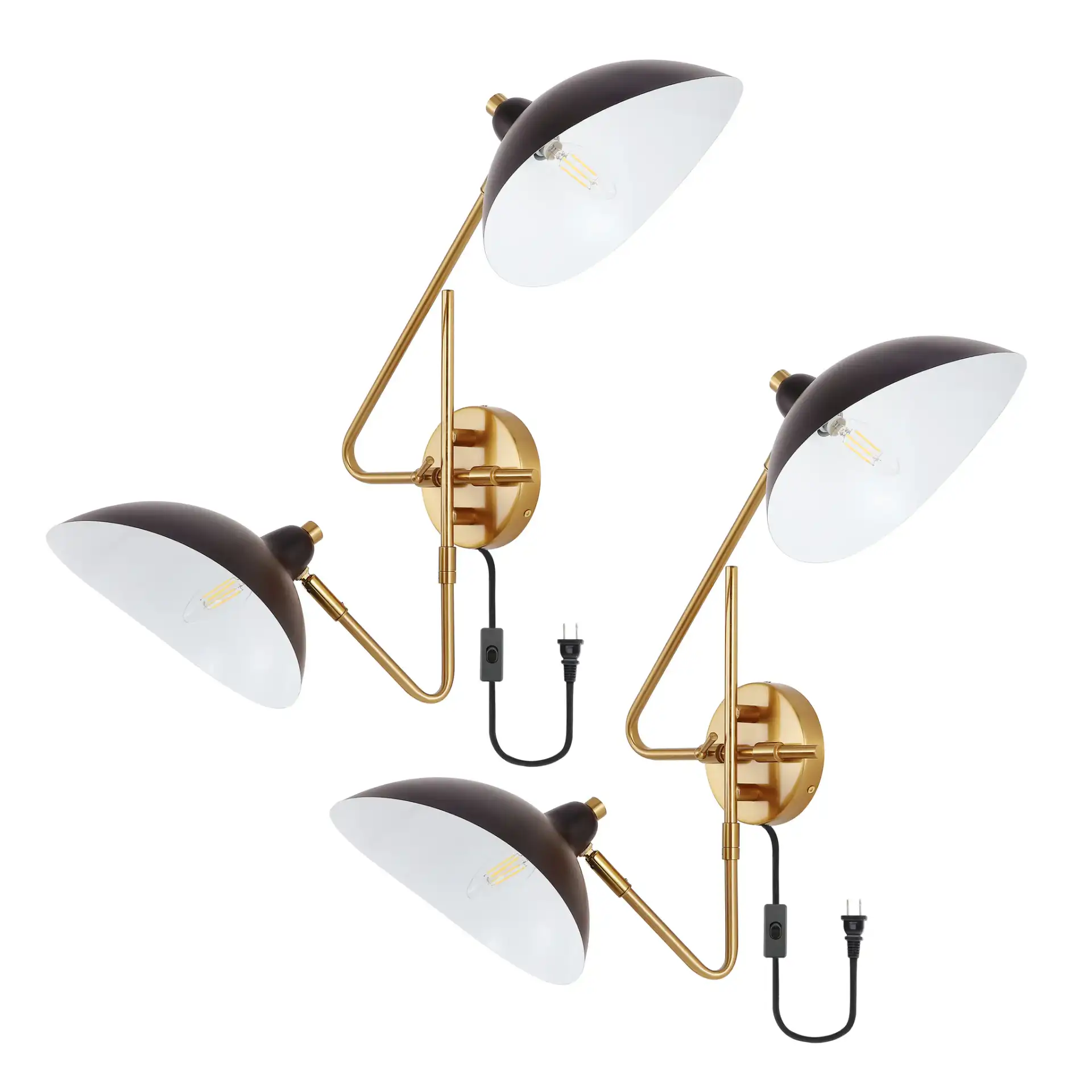 Aspera Two-Light Wall Sconce (Set of 2) in Brass / Black, detail view