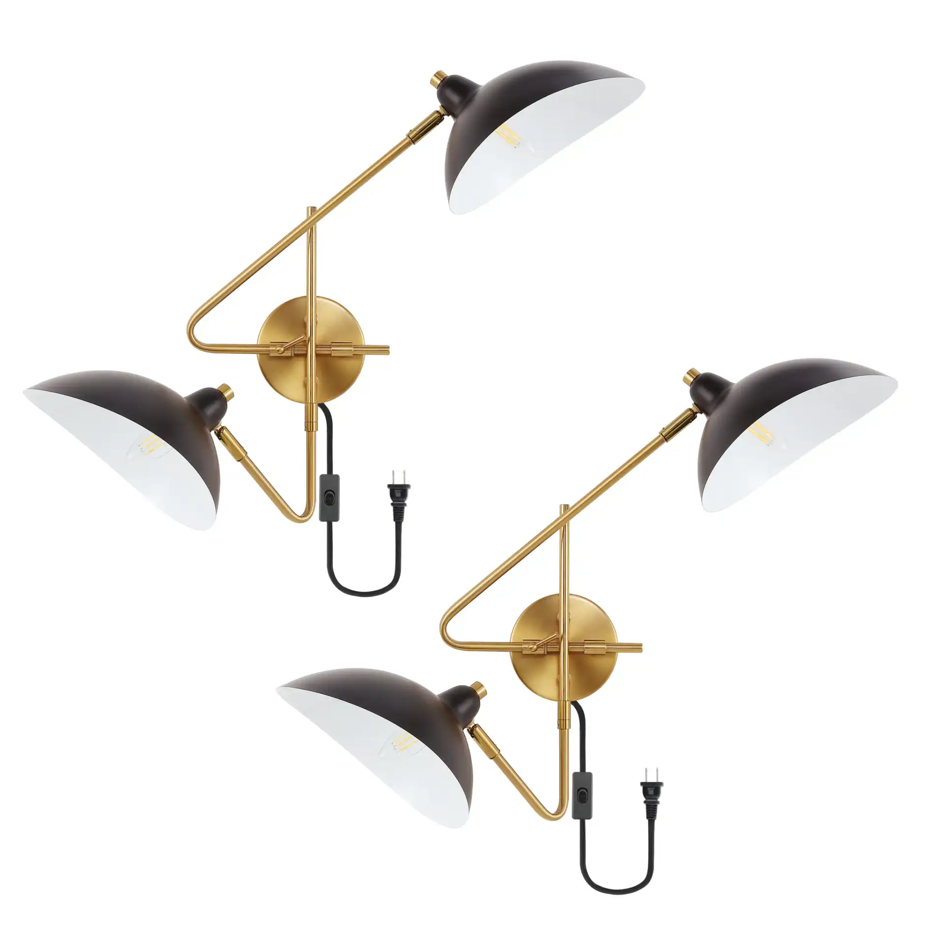 Aspera Two-Light Wall Sconce (Set of 2) in Brass / Black, detail view