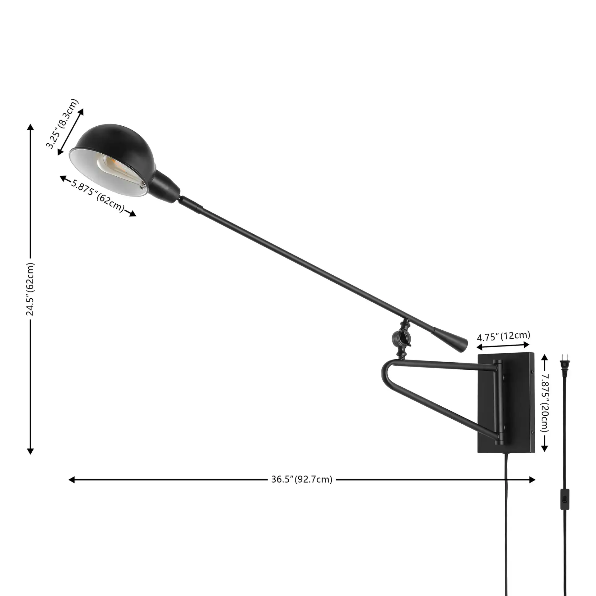 Moxley Wall Sconce in Black, detail view