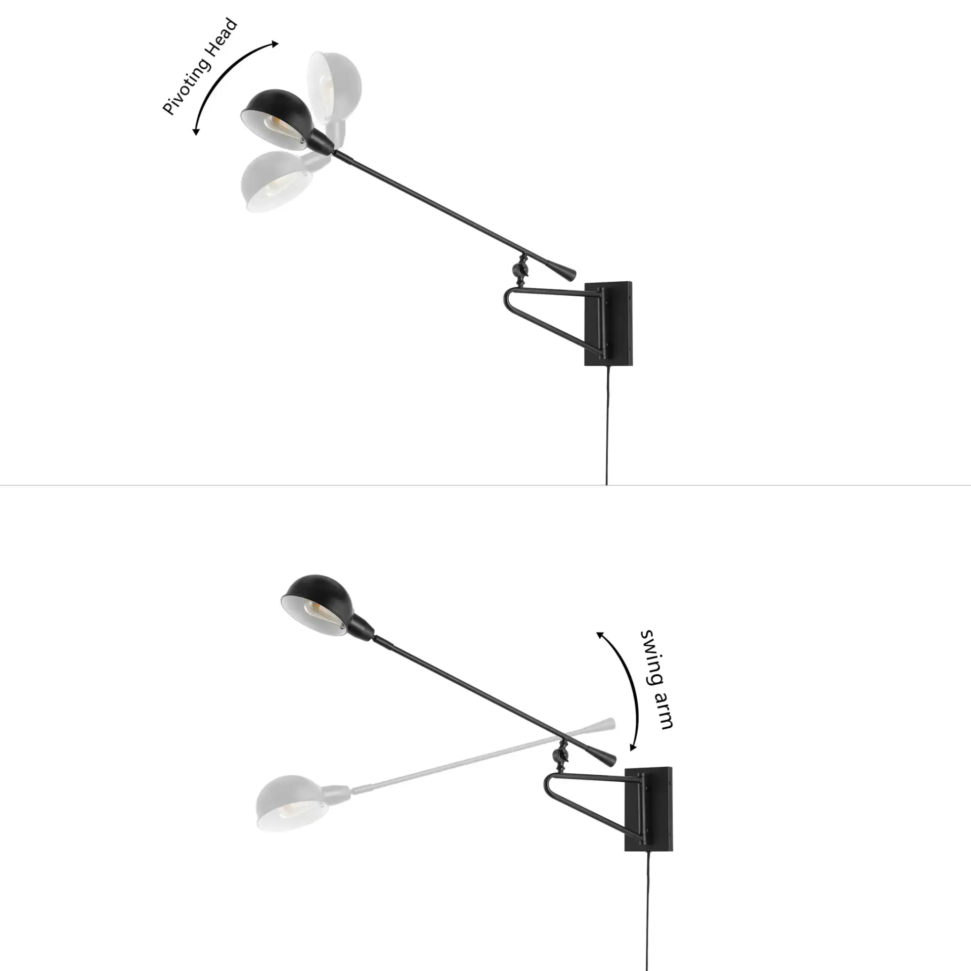 Moxley Wall Sconce in Black, detail view
