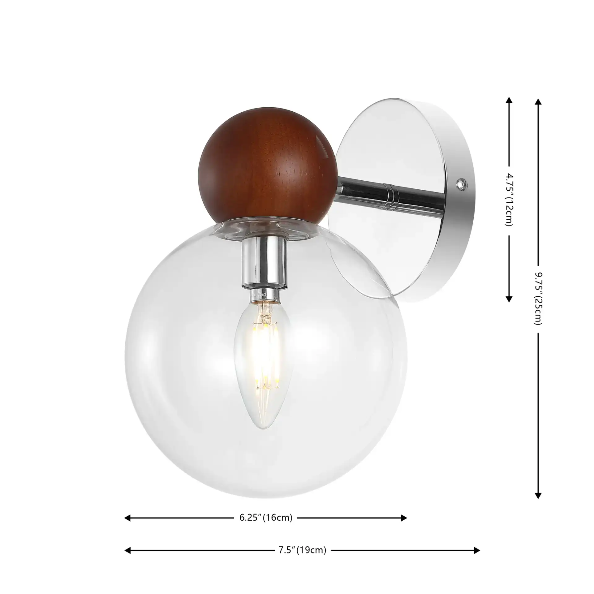 Rio Wall Sconce (Set Of 2) in Dark Walnut / Nickel, detail view