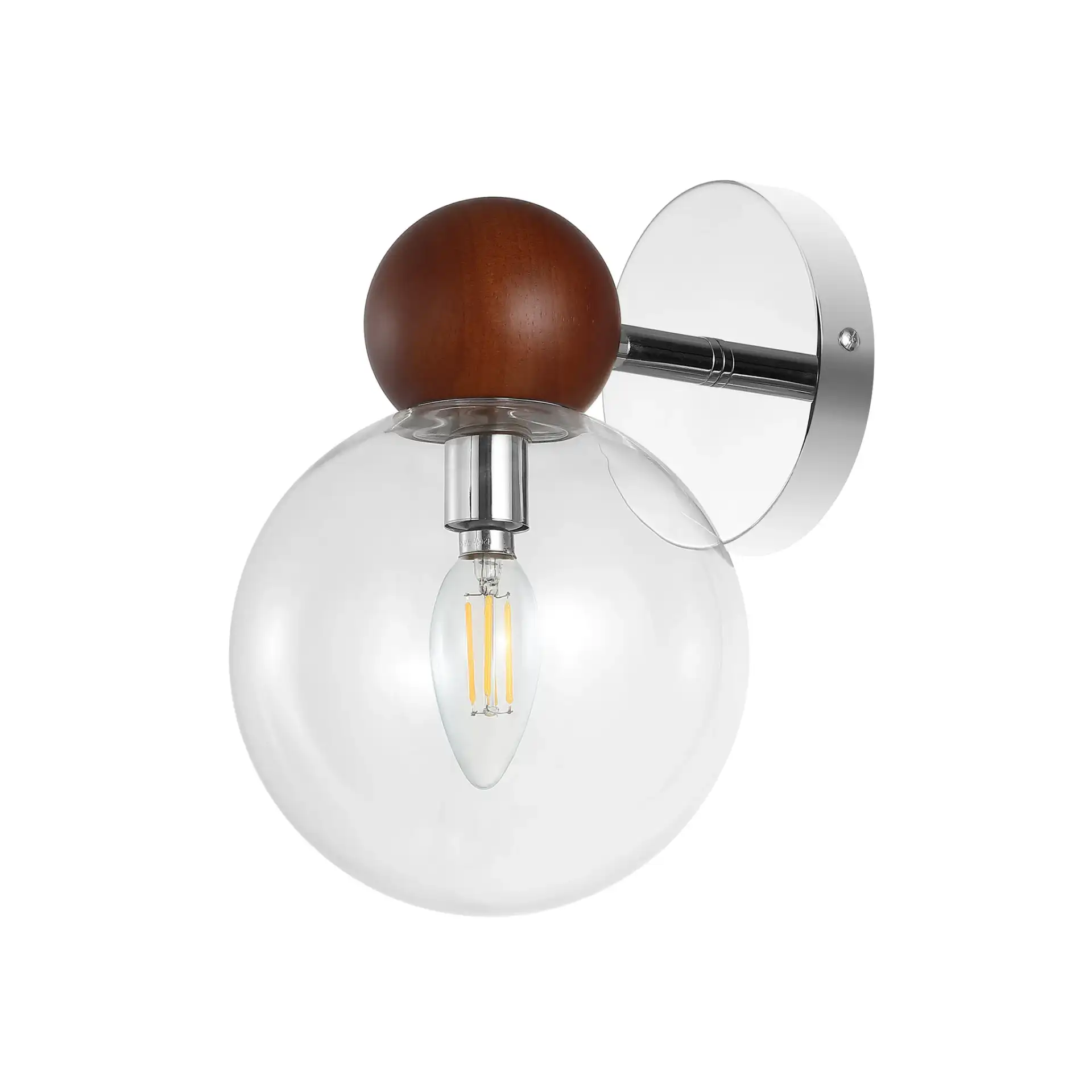 Rio Wall Sconce (Set Of 2) in Dark Walnut / Nickel, detail view