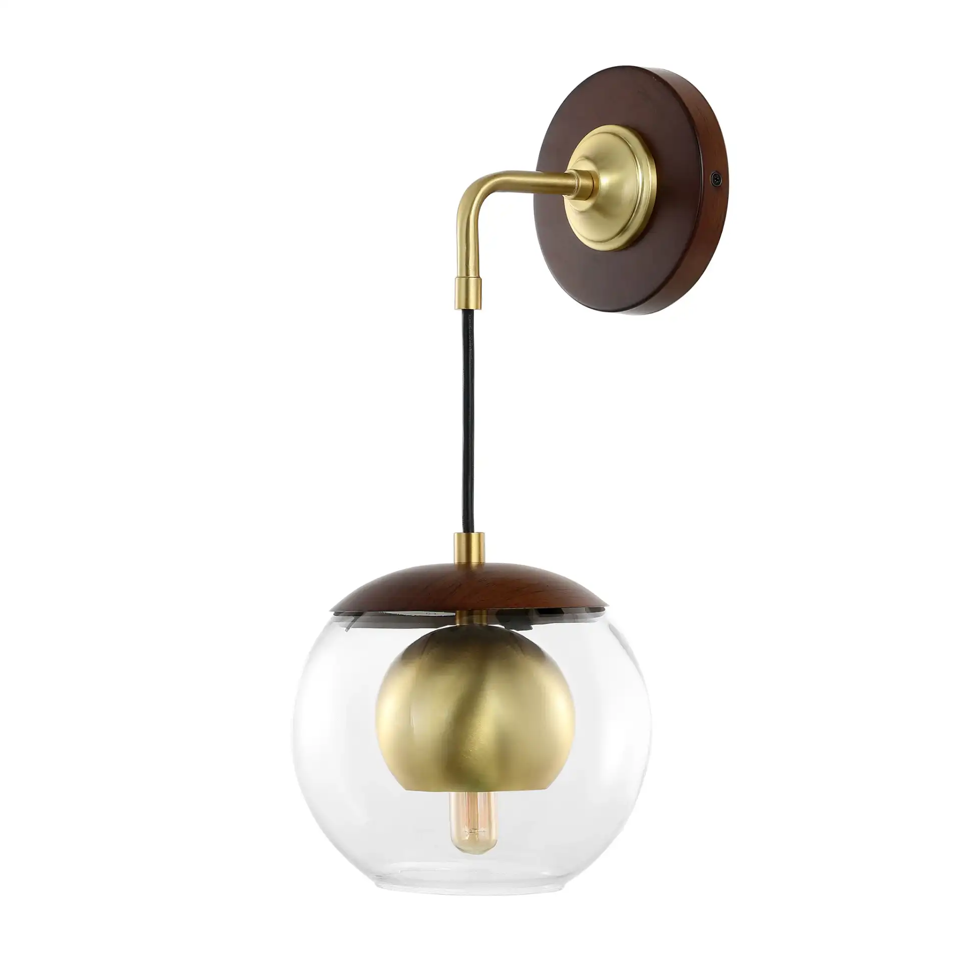 Poloma Wall Sconce (Set Of 2) in Dark Walnut / Brass, detail view
