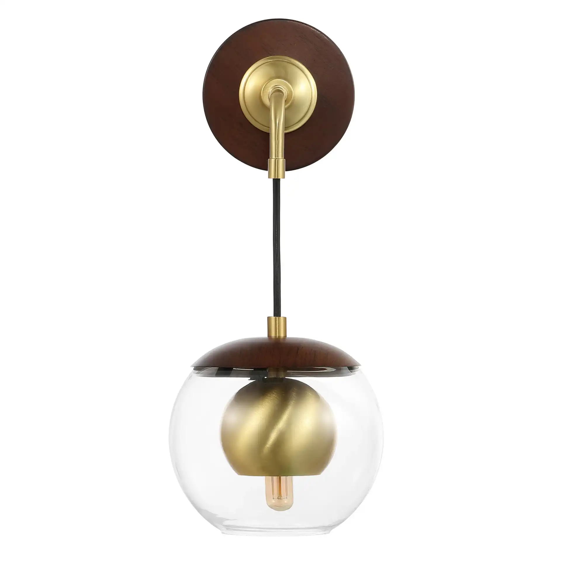 Poloma Wall Sconce (Set Of 2) in Dark Walnut / Brass, detail view