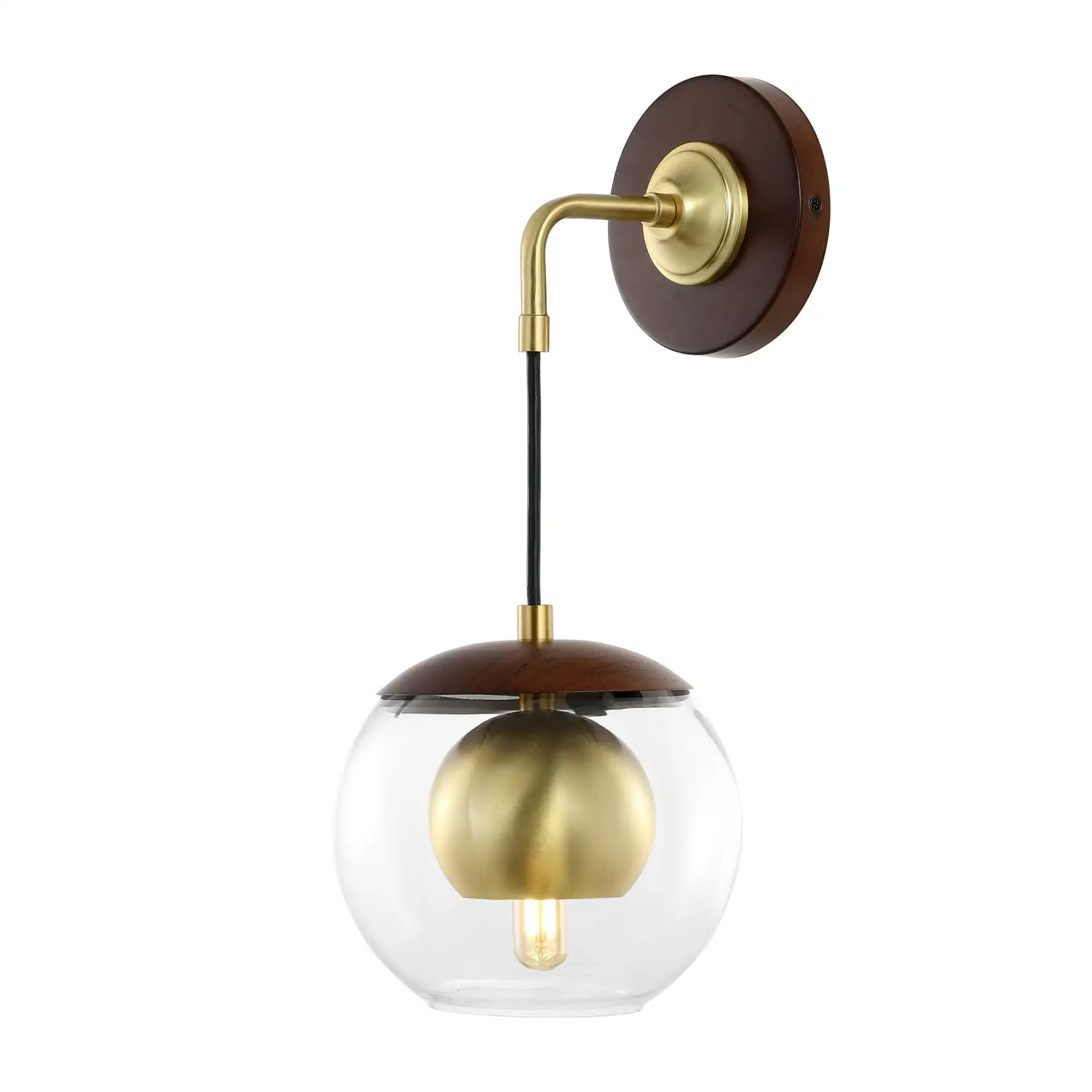 Poloma Wall Sconce (Set Of 2) in Dark Walnut / Brass