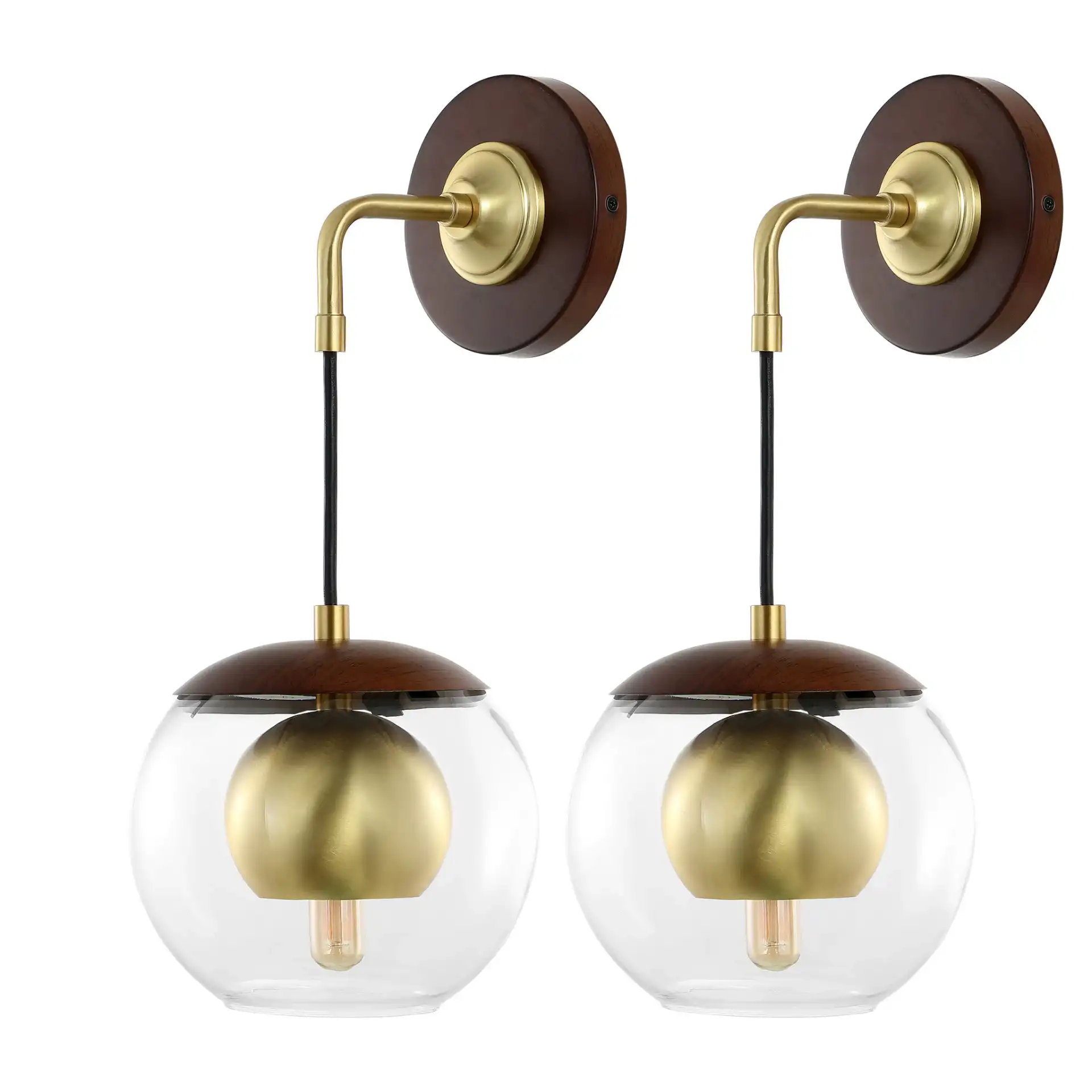 Poloma Wall Sconce (Set Of 2) in Dark Walnut / Brass, detail view
