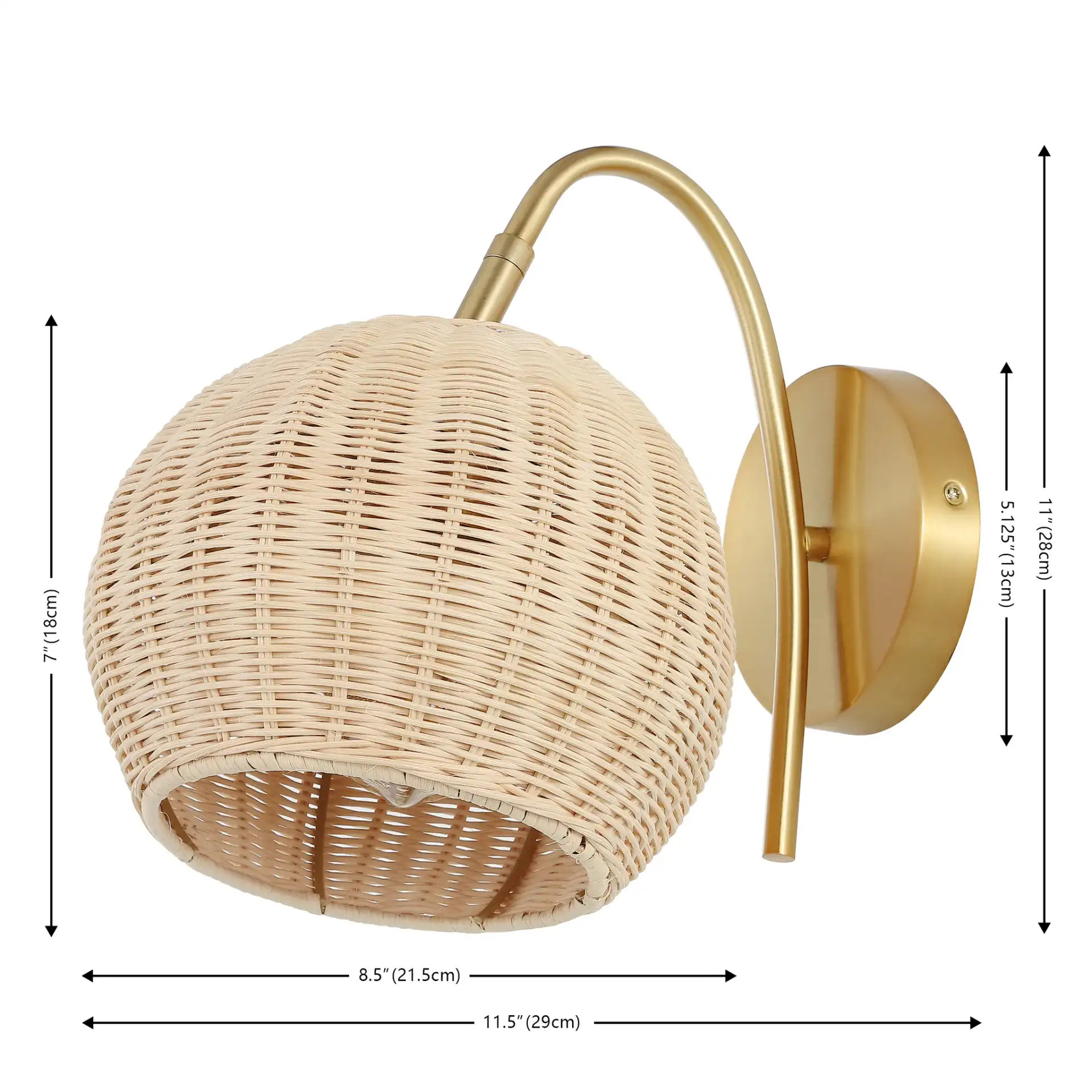 Nahum Wall Sconce (Set Of 2) in Natural / Brass, detail view
