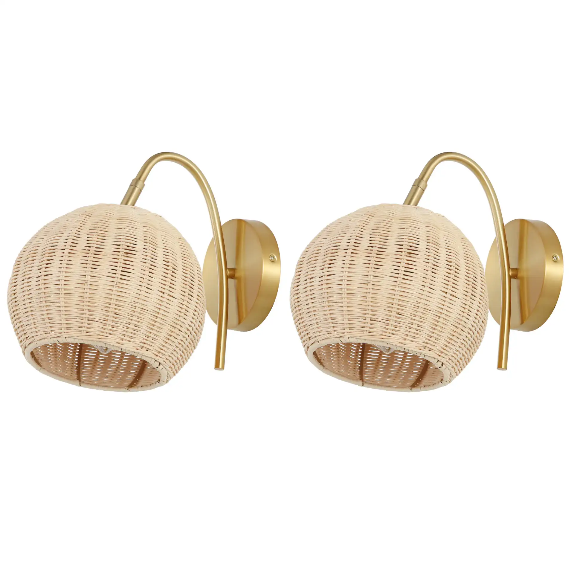 Nahum Wall Sconce (Set Of 2) in Natural / Brass, detail view