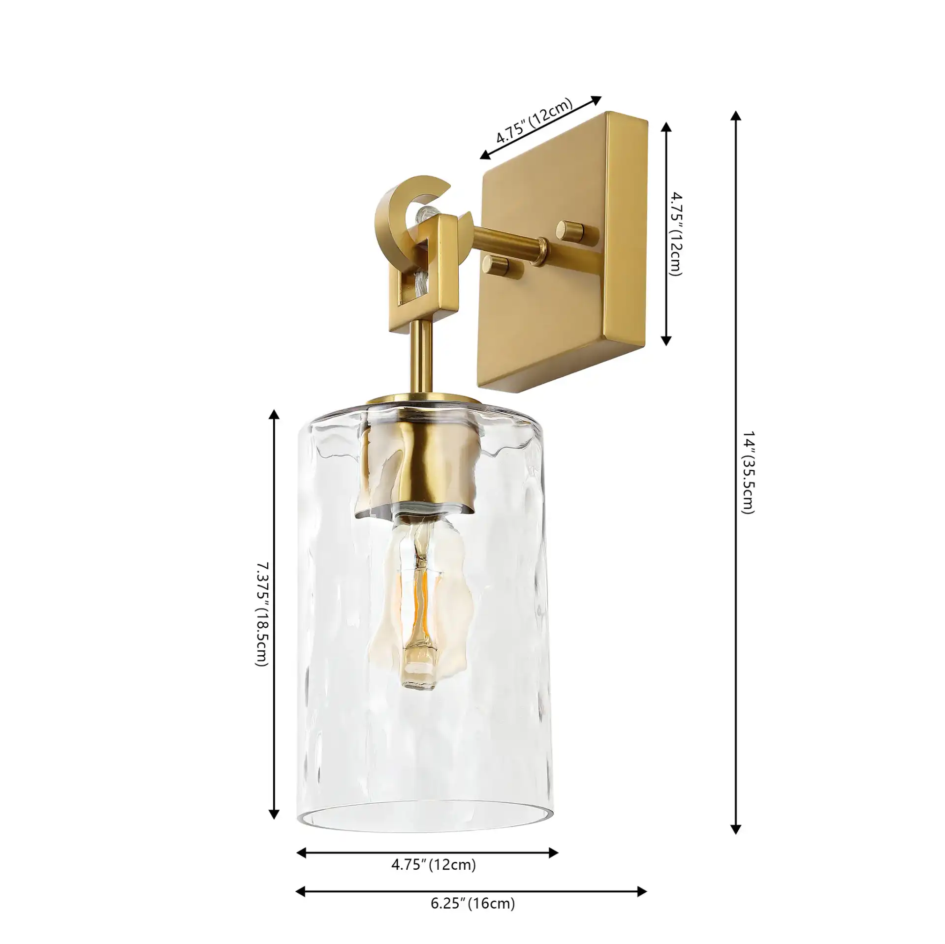 Tyrosa Wall Sconce (Set Of 2) in Brass / Clear, detail view