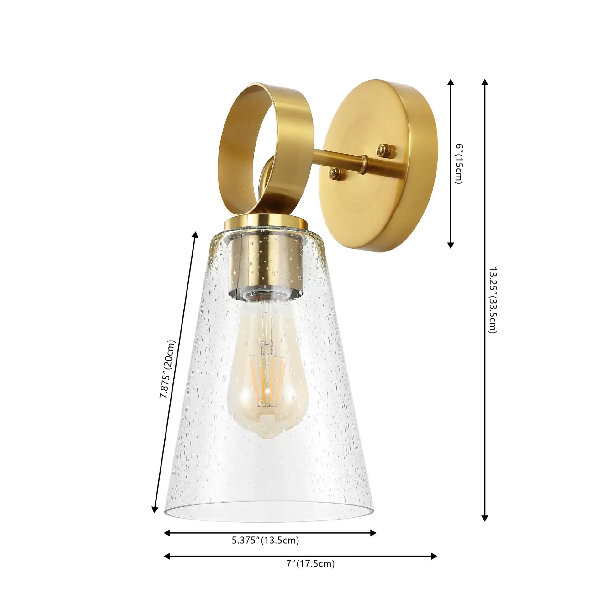 Taelor Wall Sconce (Set Of 2) in Brass / Clear, detail view