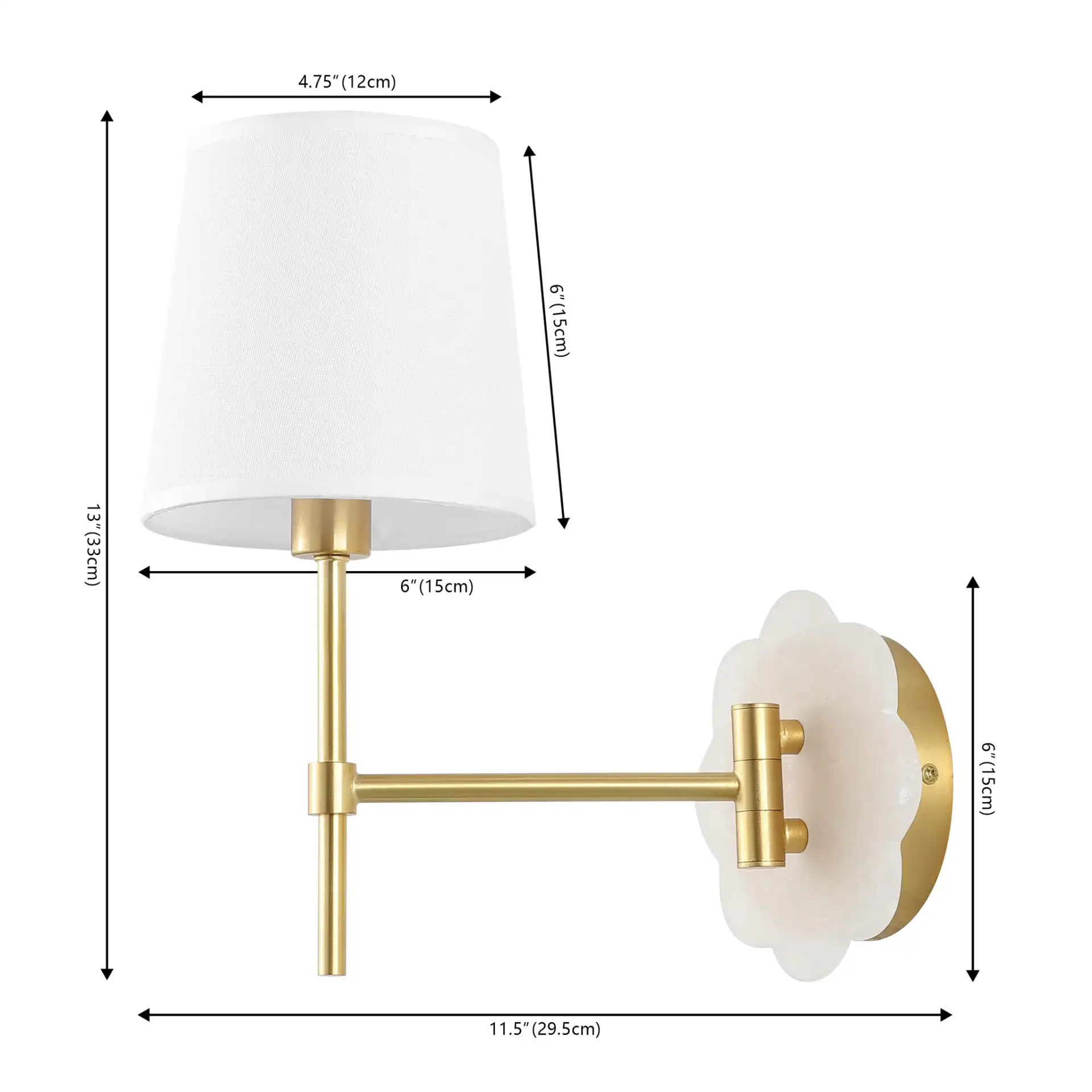 Lyssine Wall Sconce (Set Of 2) in Brass / White, detail view